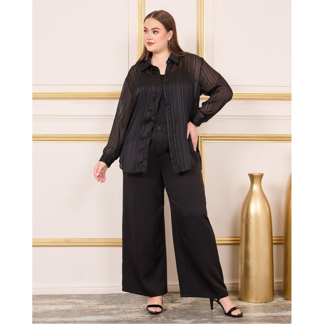 Styli Plus Striped Sheer Shirt, Slip and Wide Leg Pant Set-women-clothing-dresses-image-2