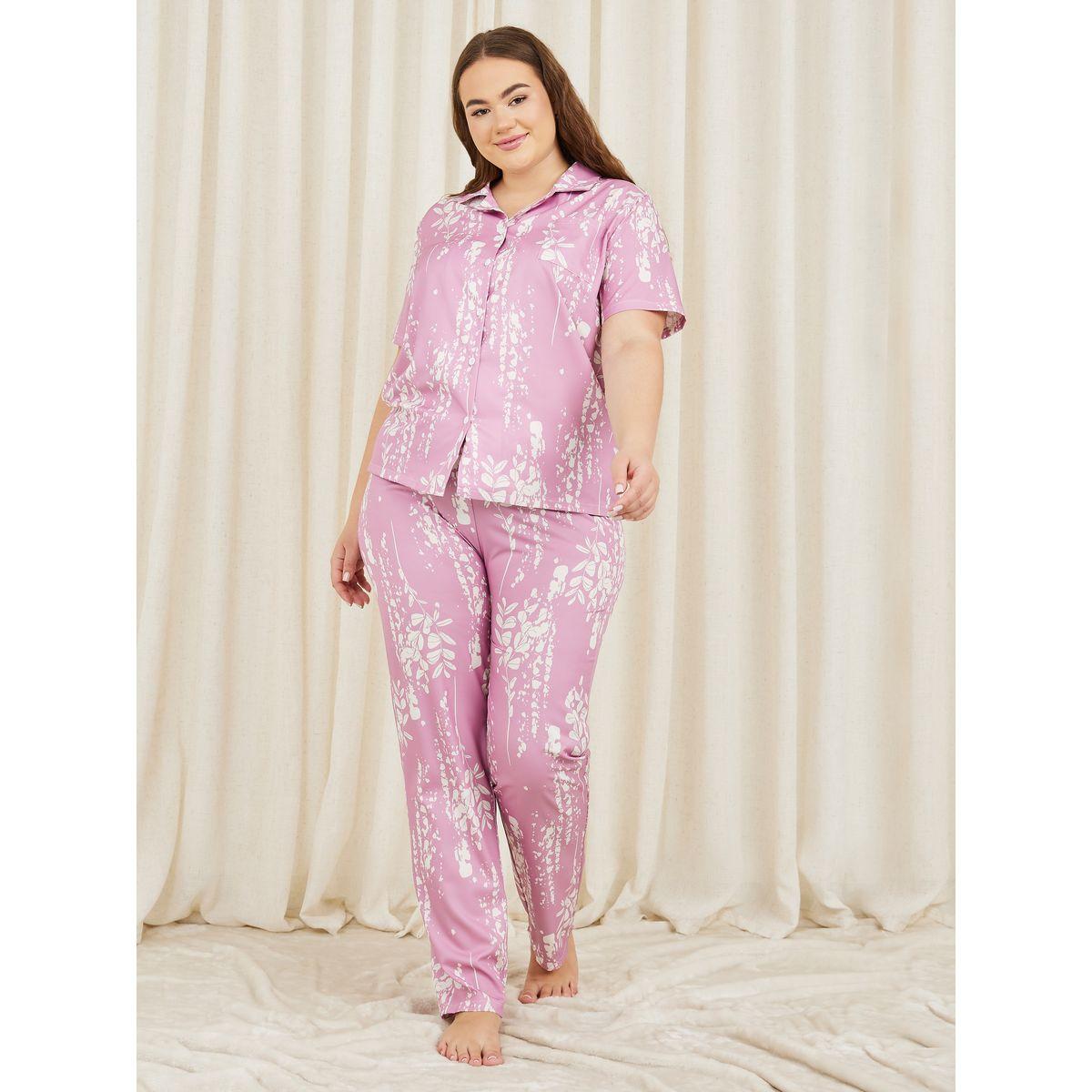 Styli Unwind Plus Abstract Print Shirt and Pyjama Set-women-clothing-nightwear-pyjamas-longsets-image-1