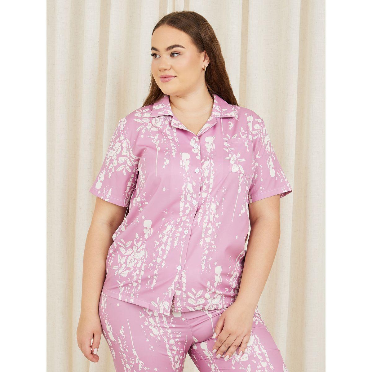 Styli Unwind Plus Abstract Print Shirt and Pyjama Set-women-clothing-nightwear-pyjamas-longsets-image-2
