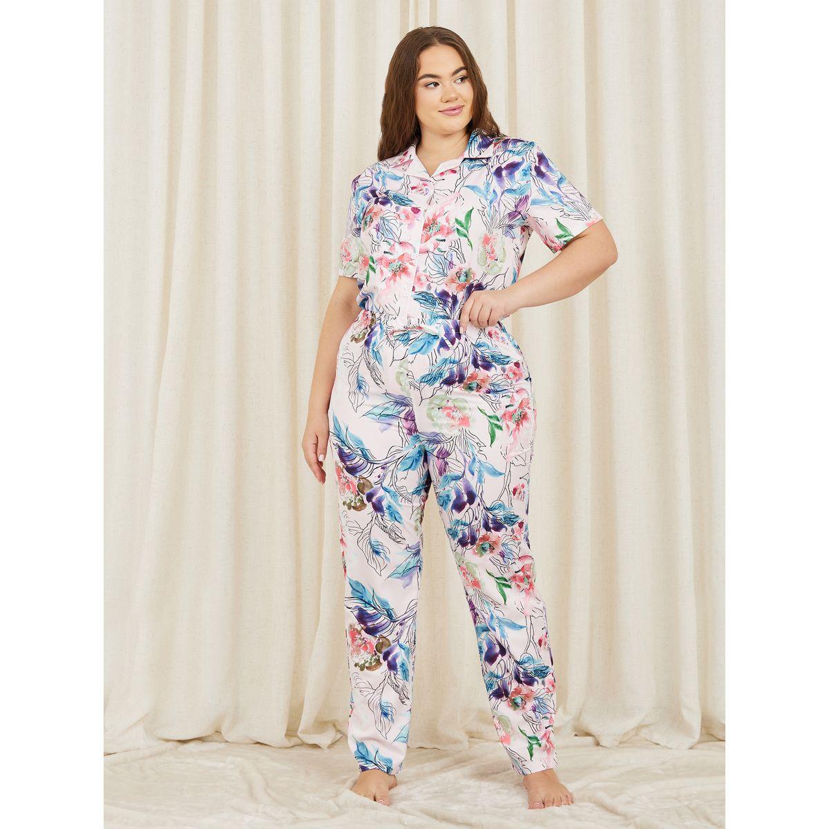 Styli Unwind Plus Sketchy Floral Print Shirt and Pyjama Set-women-clothing-nightwear-pyjamas-longsets-image-5