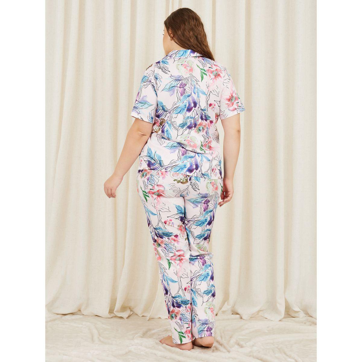 Styli Unwind Plus Sketchy Floral Print Shirt and Pyjama Set-women-clothing-nightwear-pyjamas-longsets-image-7