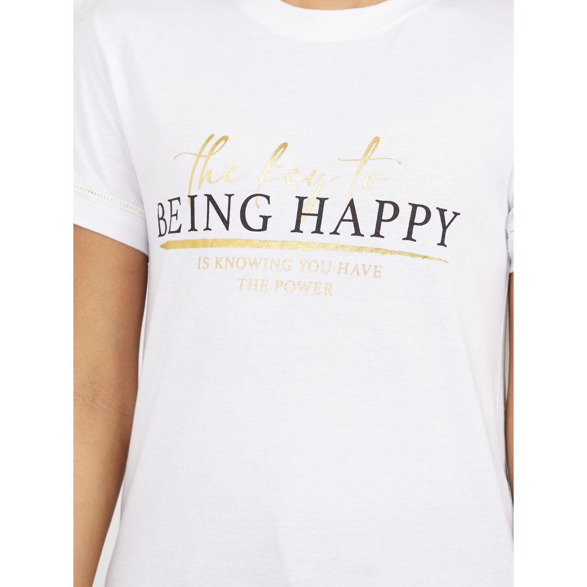تيشيرت بقصة عادية وطبعة كتابة بالفويل-women-clothing-tshirts-image-3