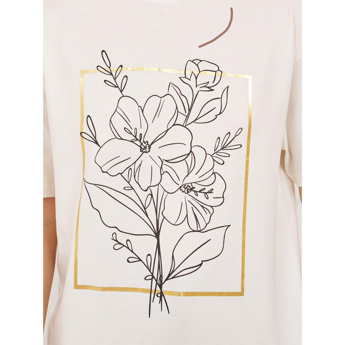 Styli Oversized Floral Foil Print Longline T-shirt-women-clothing-tshirts-image-3