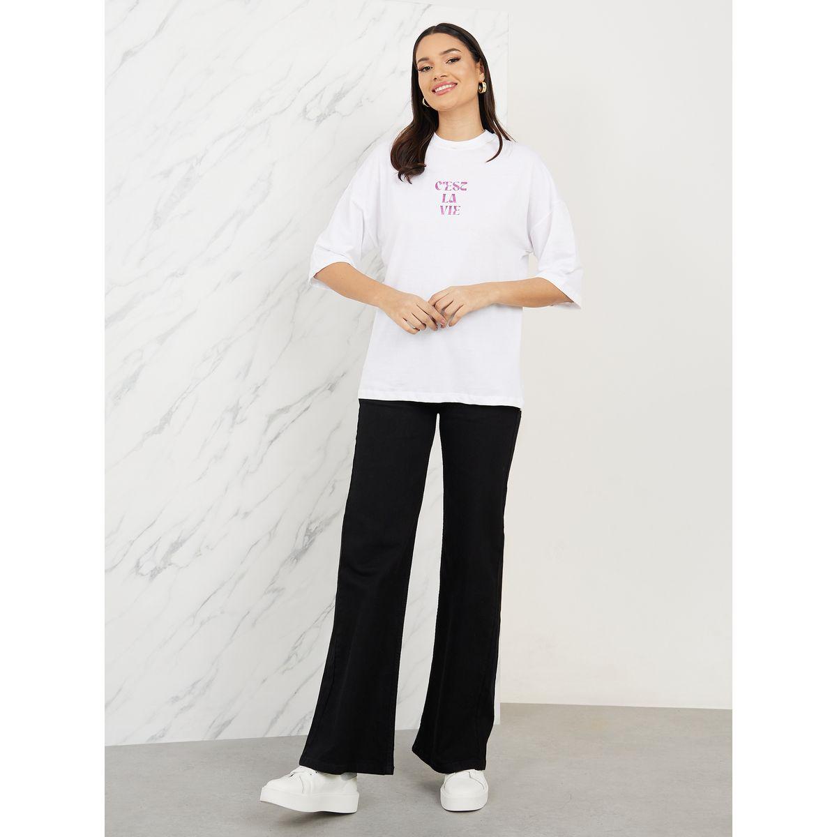 تيشيرت واسع بطبعة كتابة-women-clothing-tshirts-image-2