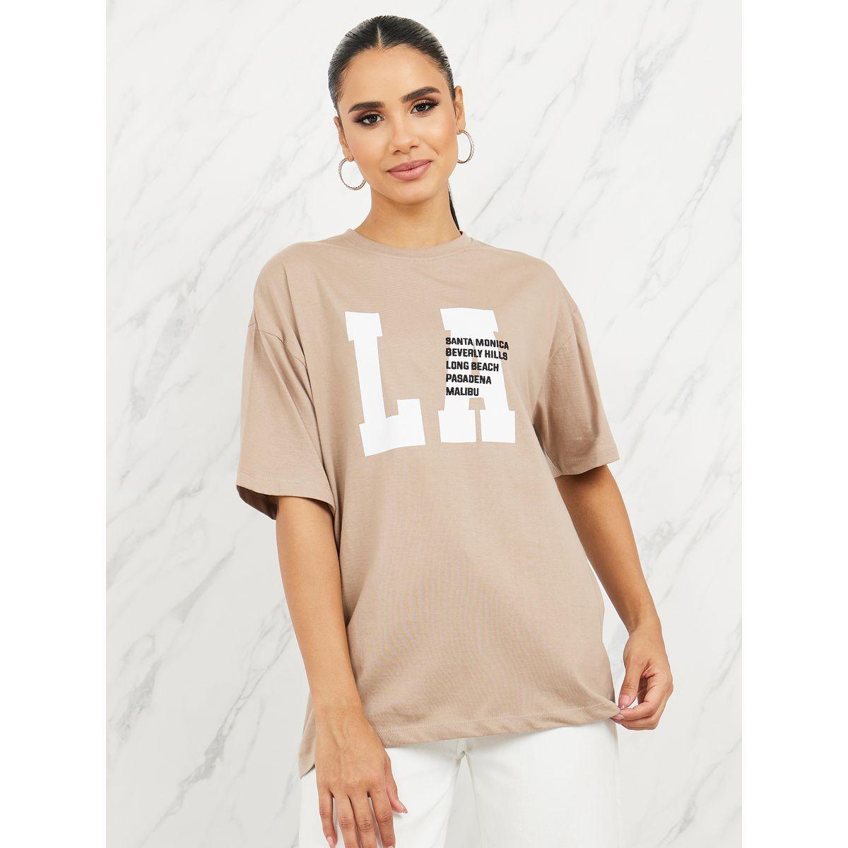 Styli Oversized LA City Names Print Round Neck T-shirt-women-clothing-tshirts-image-3