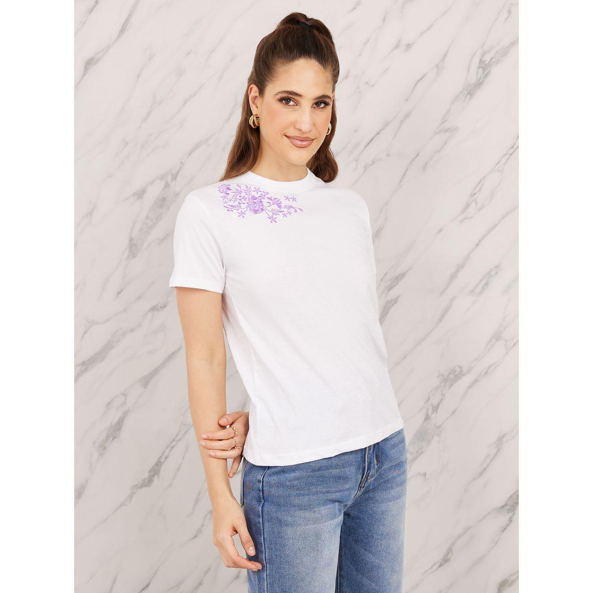 Styli Floral Embroidered Regular Fit T-shirt-women-clothing-tshirts-image-1