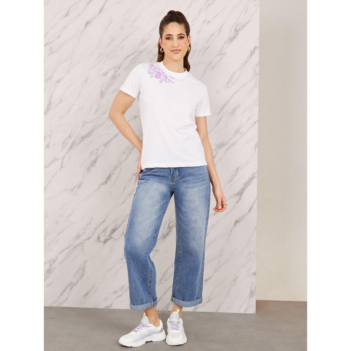 Styli Floral Embroidered Regular Fit T-shirt-women-clothing-tshirts-image-2