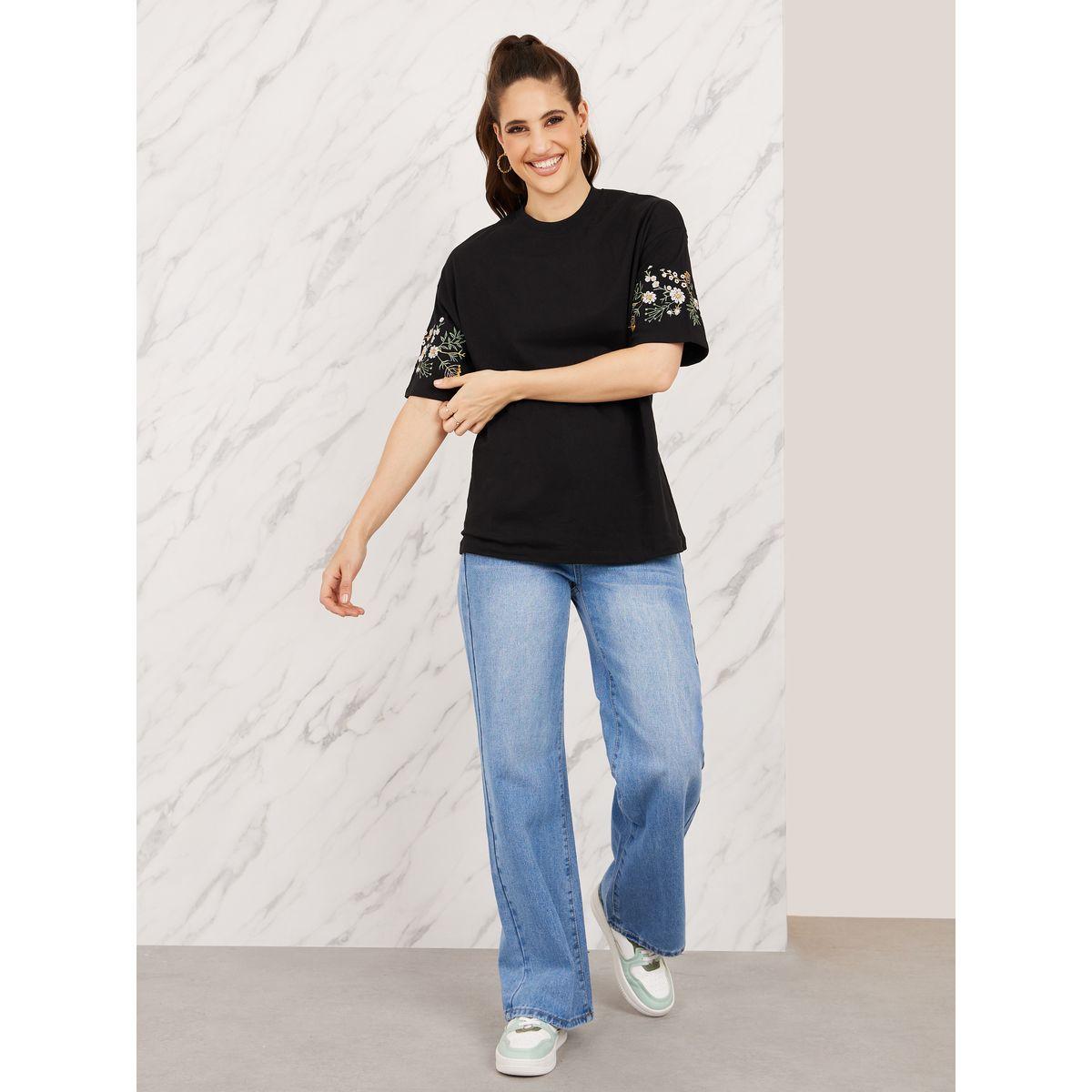 Styli Oversized Embroidered Longline T-shirt-women-clothing-tshirts-image-2