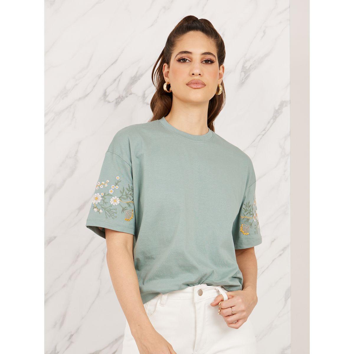 Styli Oversized Embroidered Longline T-shirt-women-clothing-tshirts-image-1