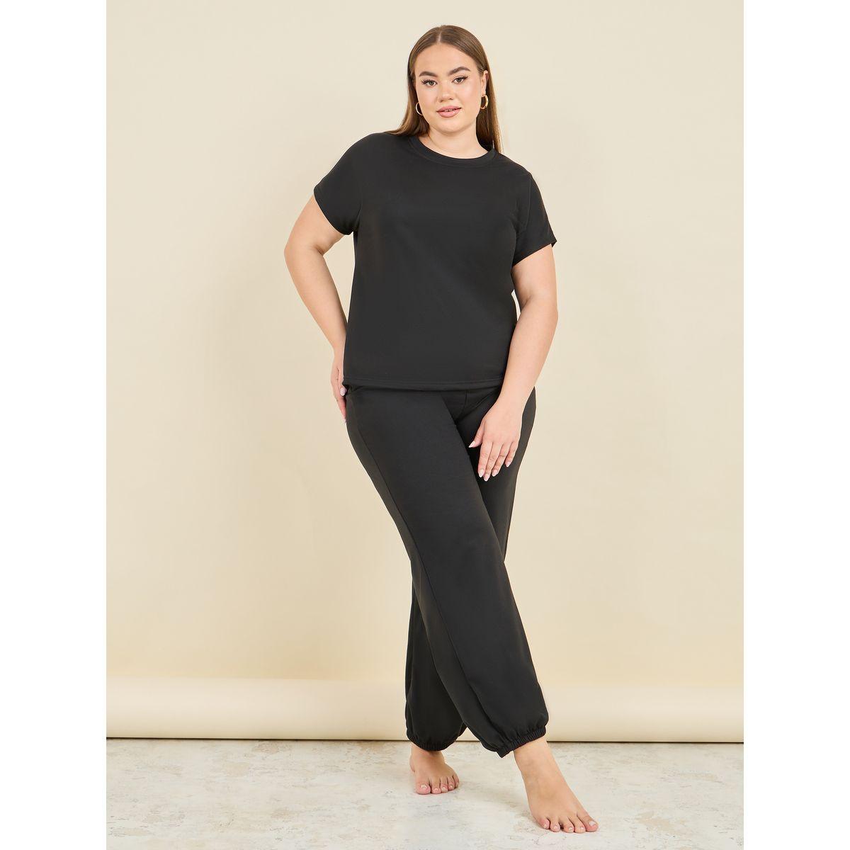 Styli Unwind Plus Round Neck Short Sleeves Top and Jogger Set-women-clothing-nightwear-pyjamas-shortsets-image-1