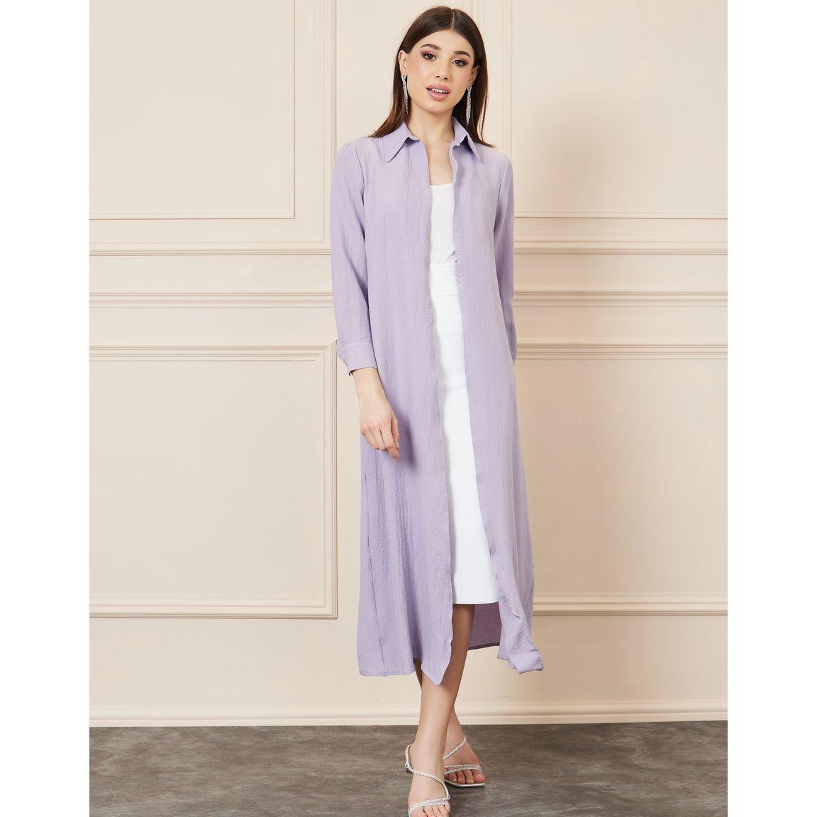 Styli Textured Midi Collared Shirt Kimono-women-clothing-shirtsandblouses-shirts-image-1