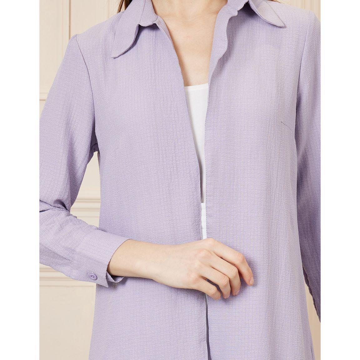 Styli Textured Midi Collared Shirt Kimono-women-clothing-shirtsandblouses-shirts-image-3