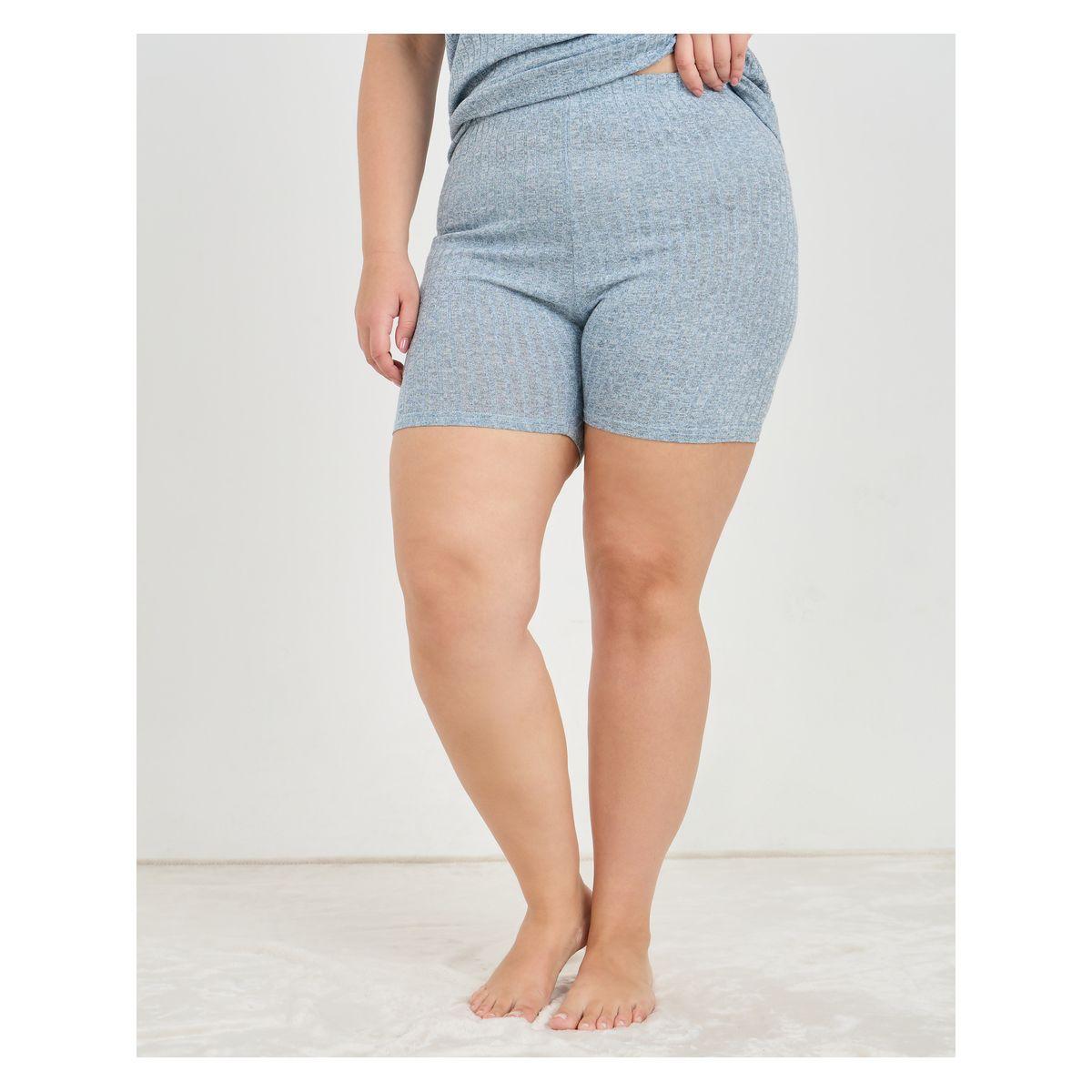 طقم من شورت وتيشيرت مضلع بمقاس كبير-women-clothing-nightwear-pyjamas-shortsets-image-5