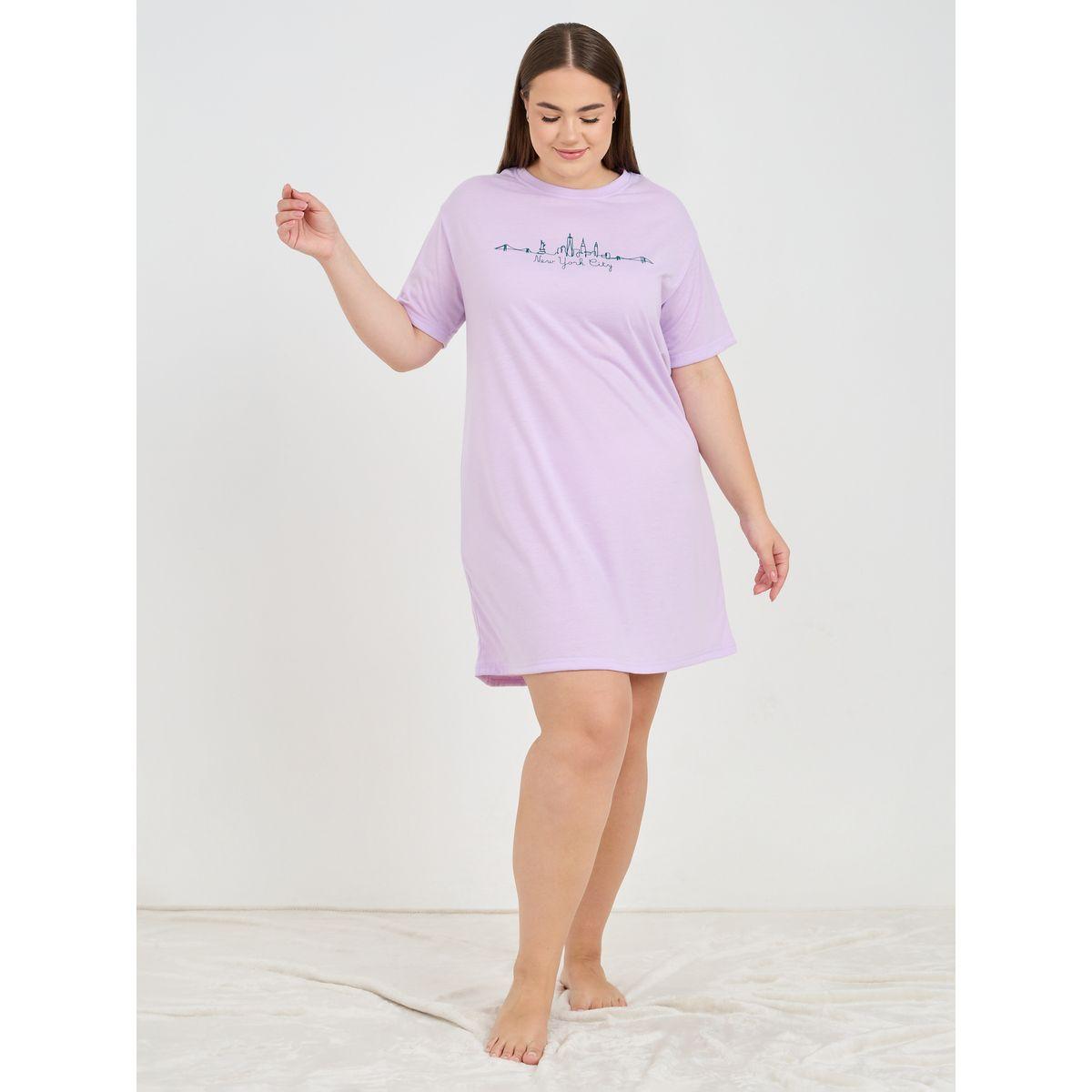 Styli Unwind Plus New York City Print Drop Shoulder Sleep T-shirt Dress-women-clothing-nightwear-nighties-image-2