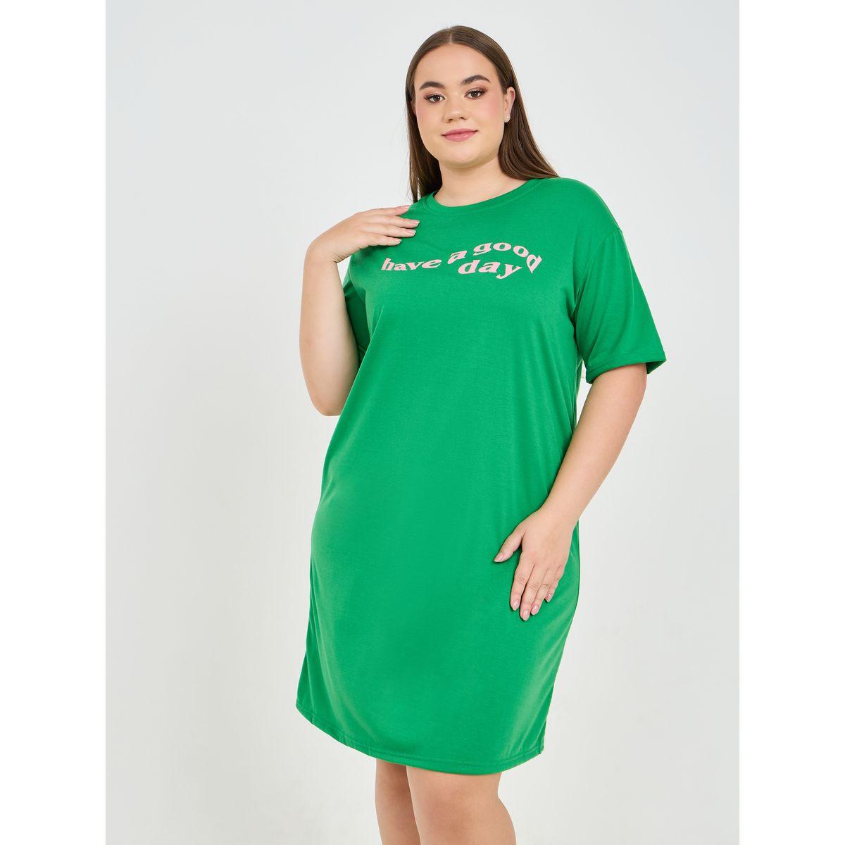 Styli Unwind Contrast Slogan Print Drop Shoulder Sleep T-Shirt Dress-women-clothing-nightwear-nighties-image-1
