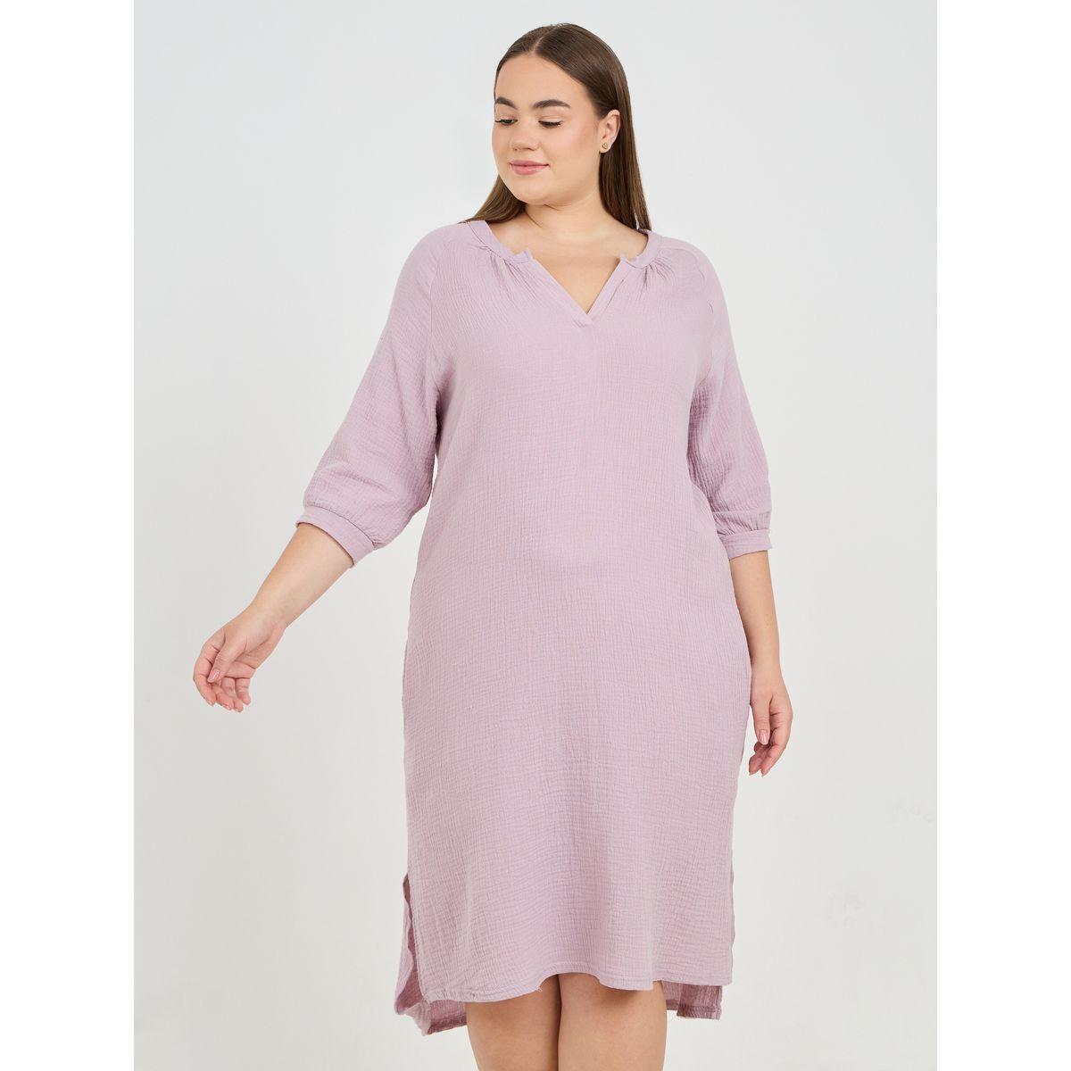 Styli Unwind Plus Cotton Gauze Textured Nightdress-women-clothing-nightwear-nighties-image-2