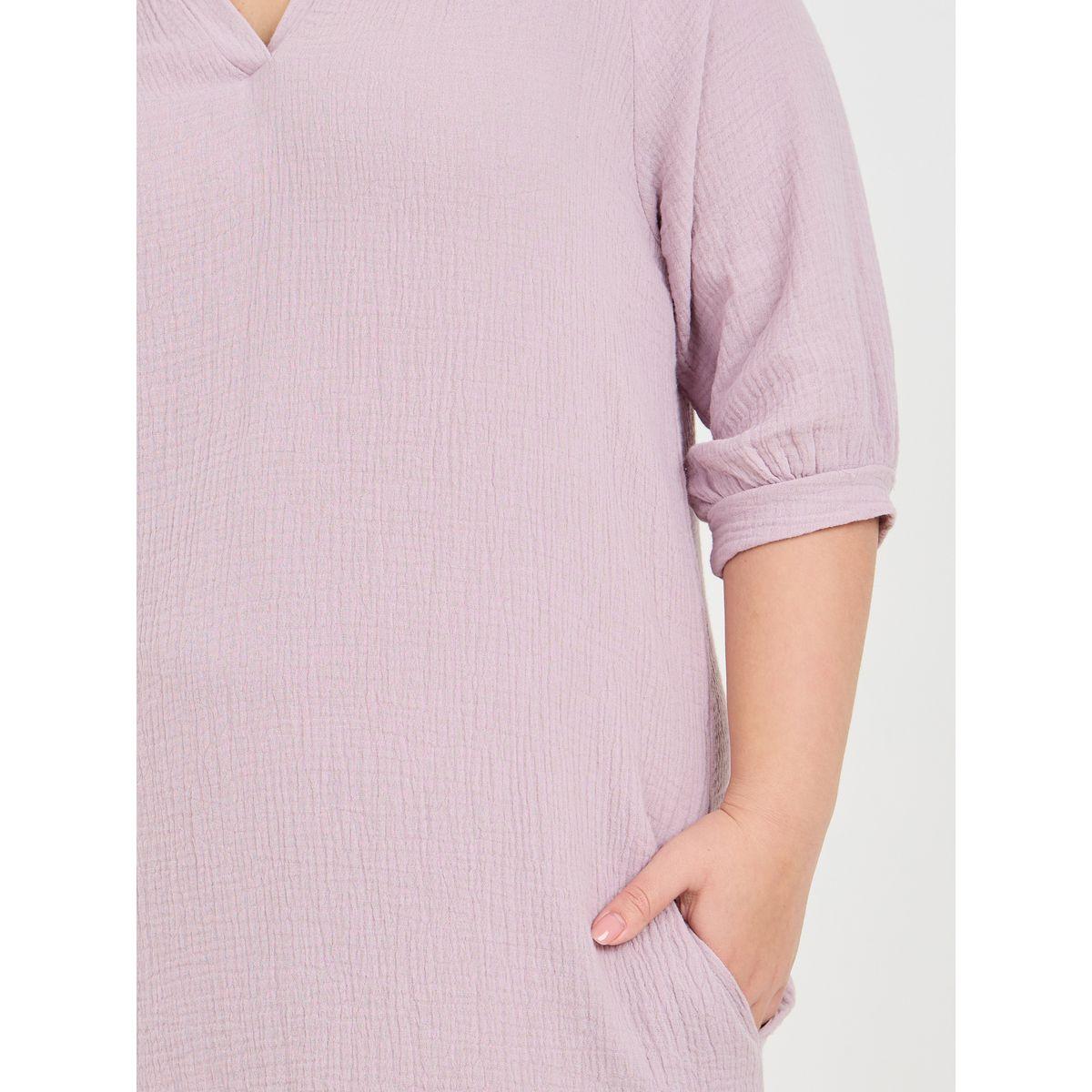 Styli Unwind Plus Cotton Gauze Textured Nightdress-women-clothing-nightwear-nighties-image-3