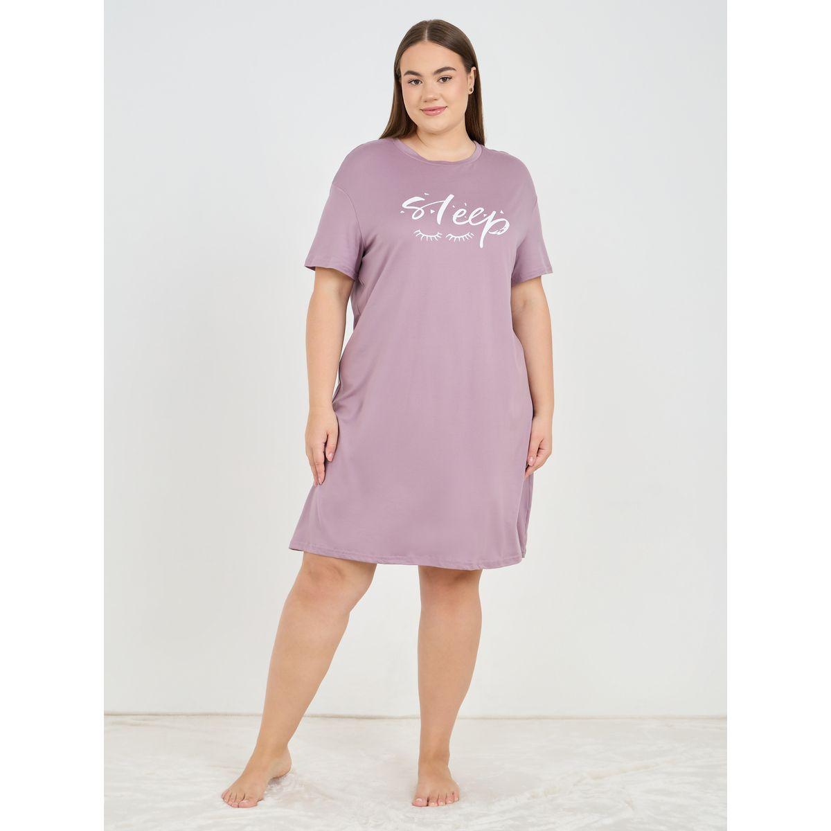 قميص نوم بمقاس كبير وطبعة كتابة-women-clothing-nightwear-nighties-image-2