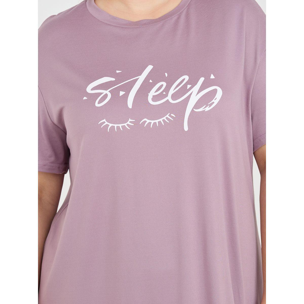 Styli Unwind Plus Slogan Print Sleep T-Shirt Dress-women-clothing-nightwear-nighties-image-3