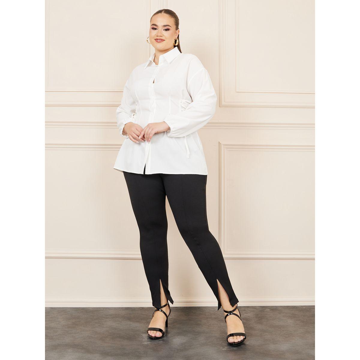 ليقنز بونتي بمقاس كبير وحافة بشق-women-clothing-bottoms-leggings-image-2