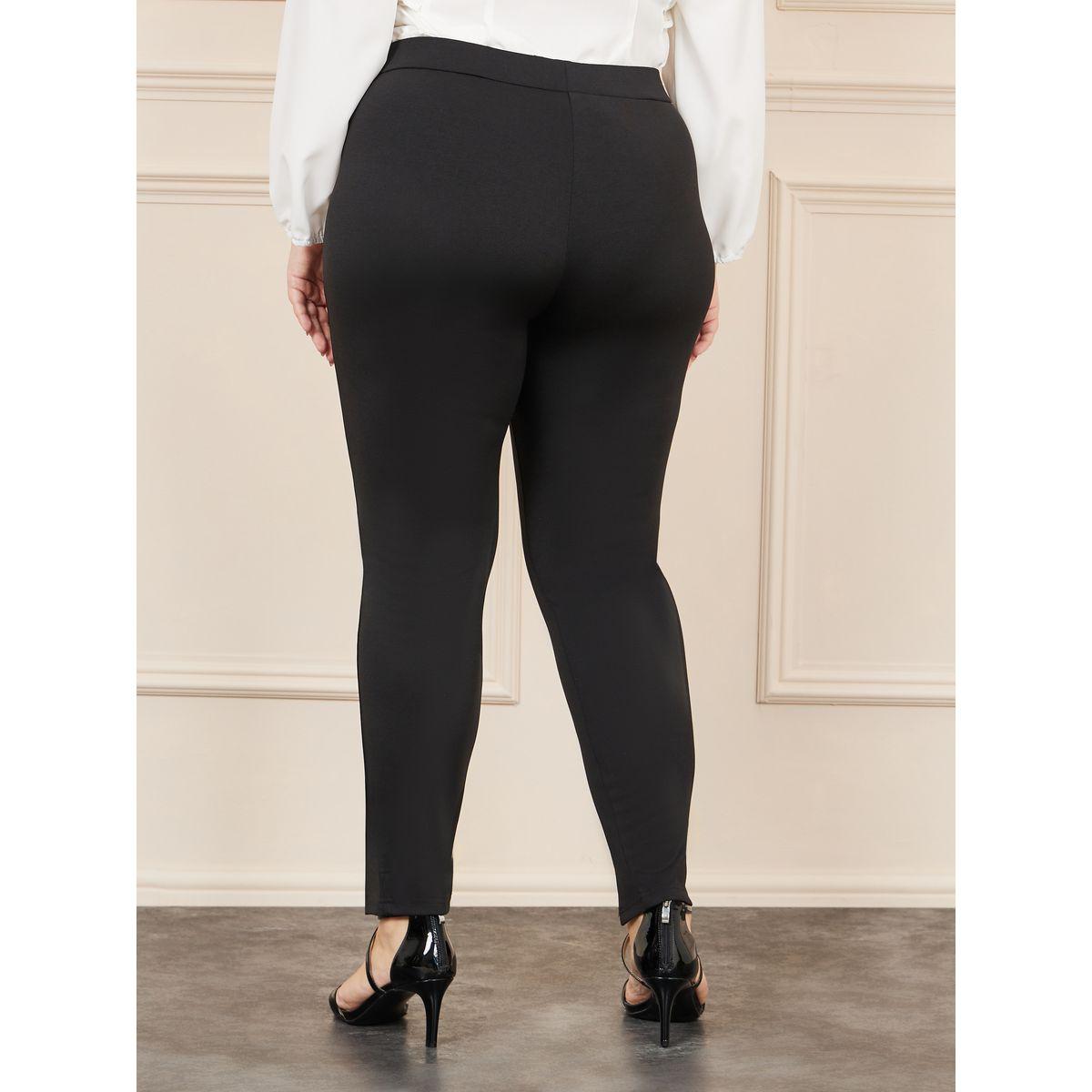 Styli Plus Front Slit Hem Ponnte Legging-women-clothing-bottoms-leggings-image-5