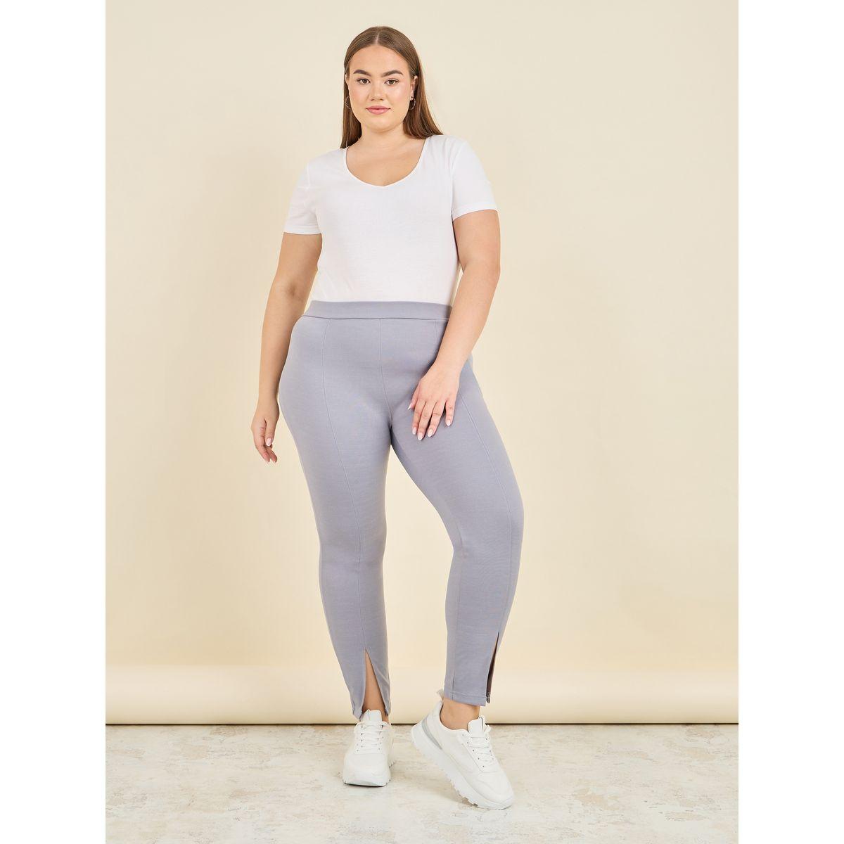 Styli Plus Front Slit Hem Ponnte Legging-women-clothing-bottoms-leggings-image-2