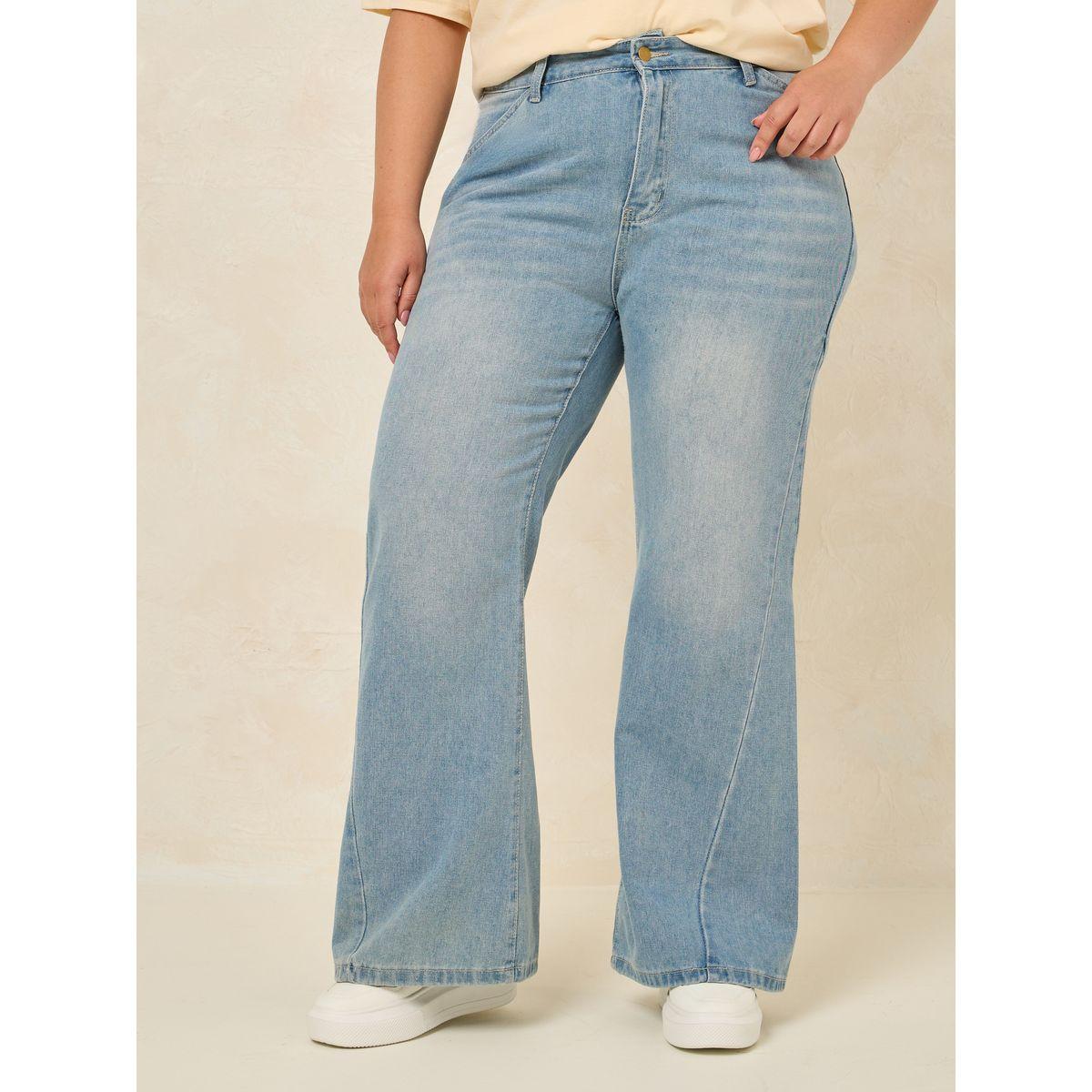 جينز بمقاس كبير مع حافة واسعة وجيوب-women-clothing-bottoms-jeans-image-1