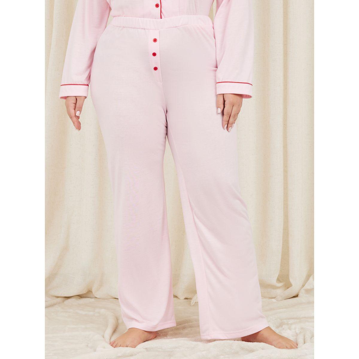 Styli Unwind Plus Oui Mon Cheri Slogan Print Piped Shirt and Pyajama Set-women-clothing-nightwear-pyjamas-longsets-image-5