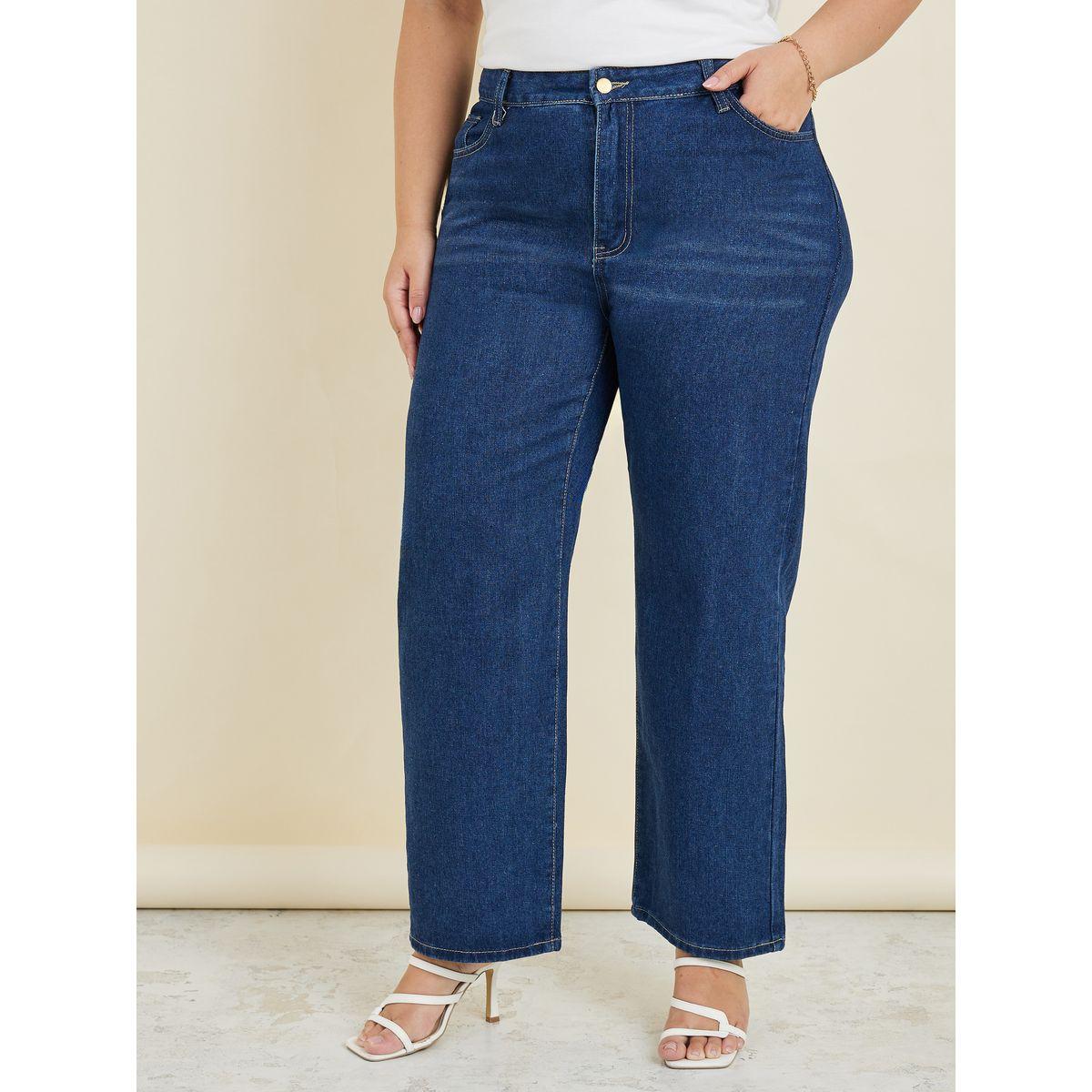 جينز دنيم بمقاس كبير وخصر عالي-women-clothing-bottoms-jeans-image-1