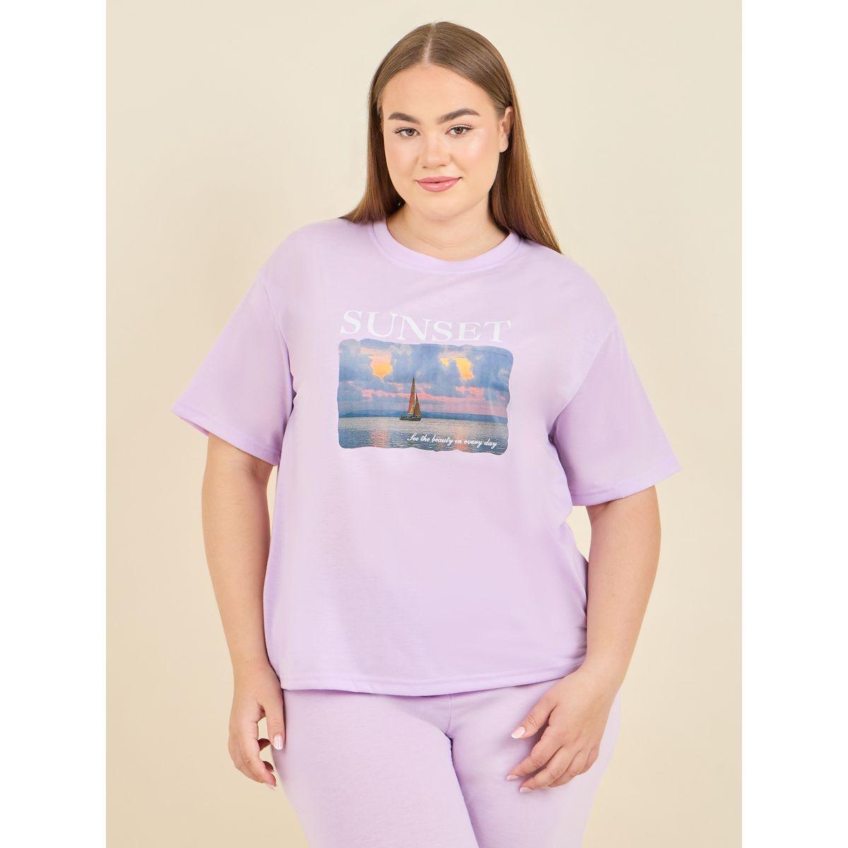 Styli Unwind Plus Sunset Graphic T-Shirt & Pyjama Set-women-clothing-nightwear-pyjamas-longsets-image-3