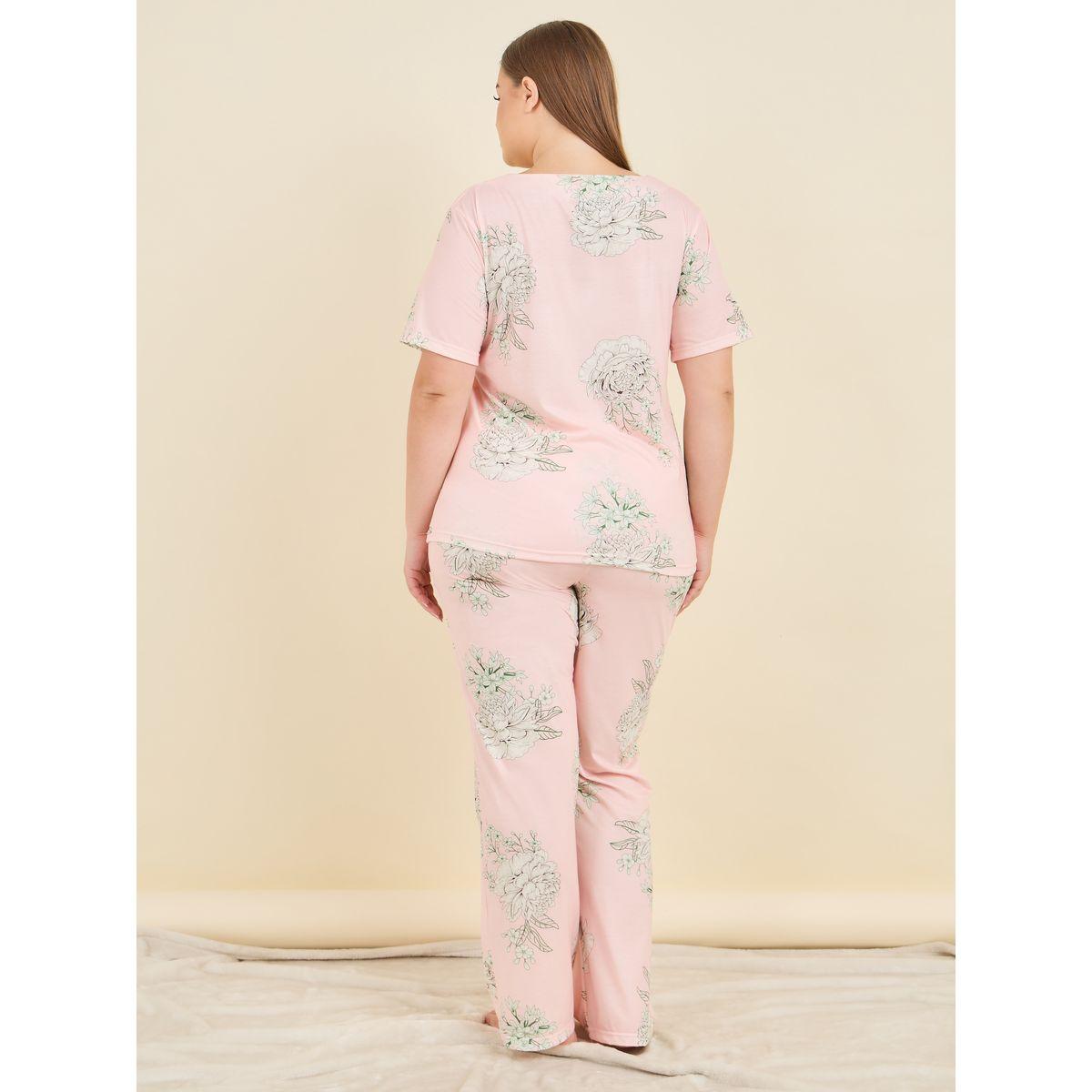 Styli Unwind Plus Floral Print T-Shirt & Pyjama Set-women-clothing-nightwear-pyjamas-longsets-image-6