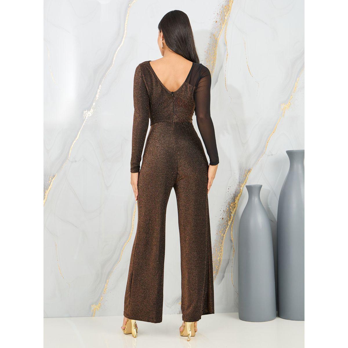 Styli Shimmer Knit Mesh Insert Wide Leg Jumpsuit-women-clothing-jumpsuits-image-4
