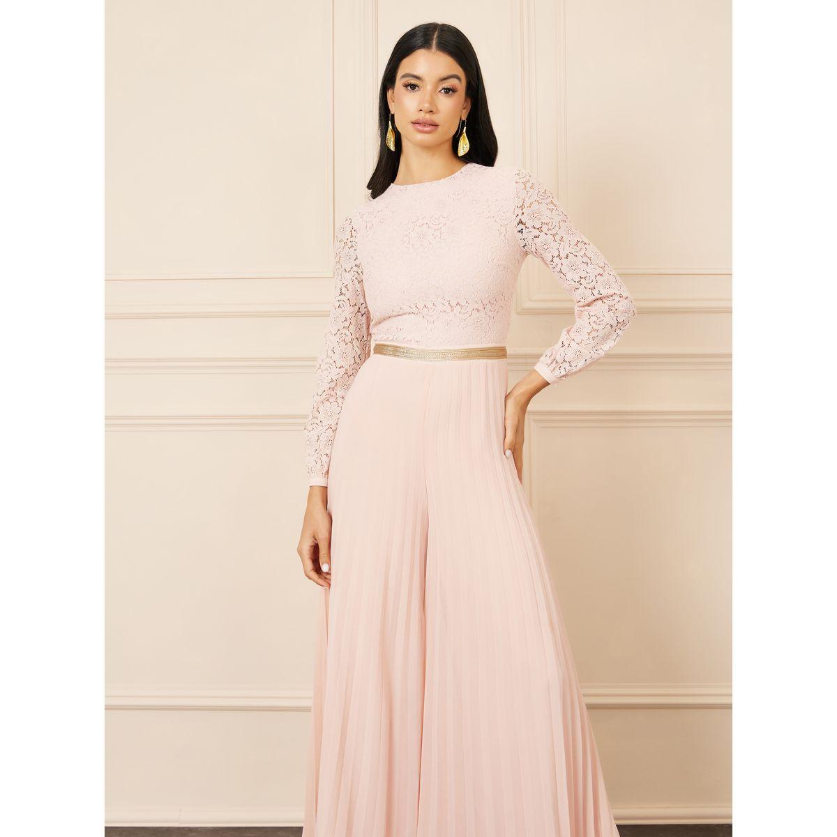 Styli Lace Waist Detail Pleated Wide Leg Jumpsuit-women-clothing-jumpsuits-image-2