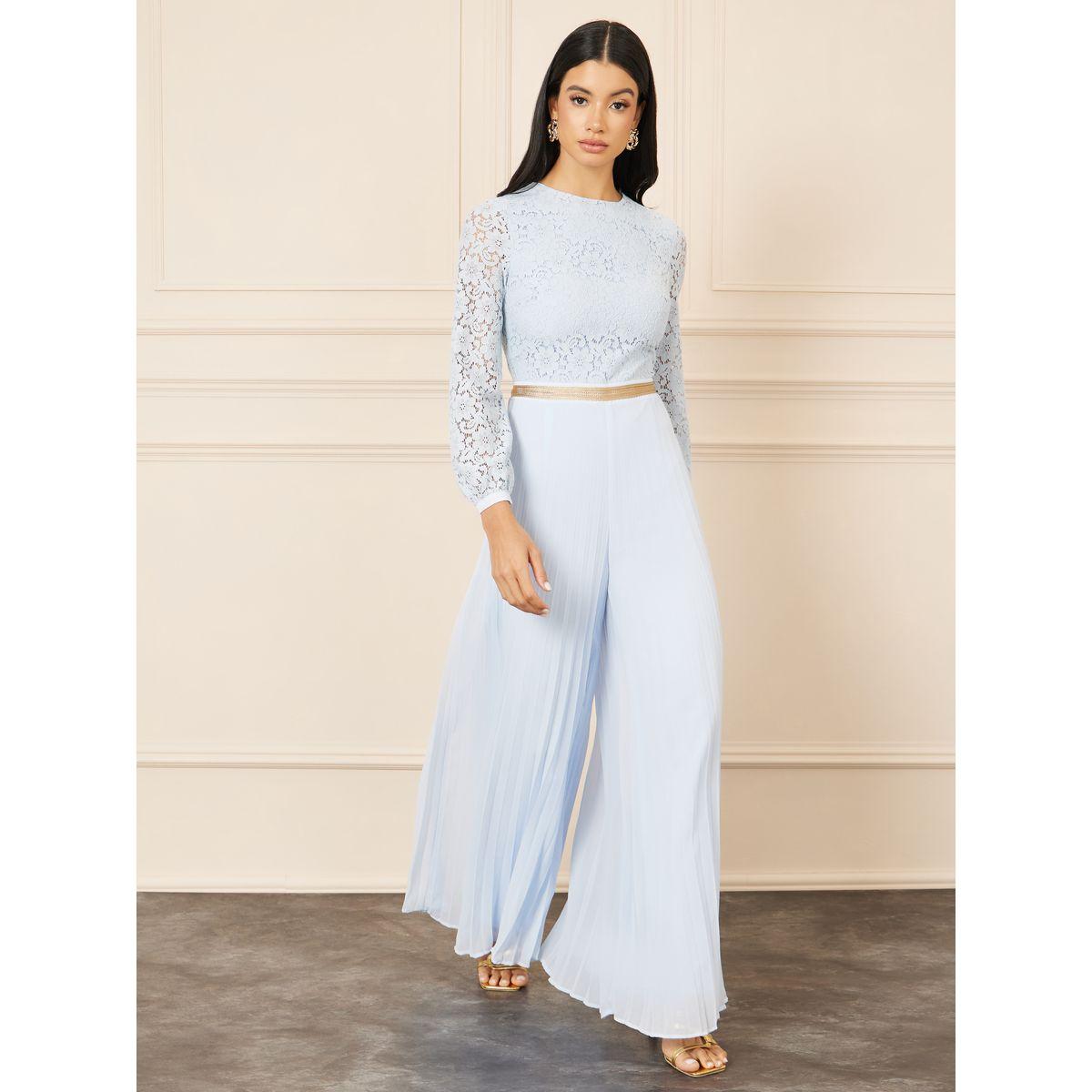 Styli Lace Waist Detail Pleated Wide Leg Jumpsuit-women-clothing-jumpsuits-image-1