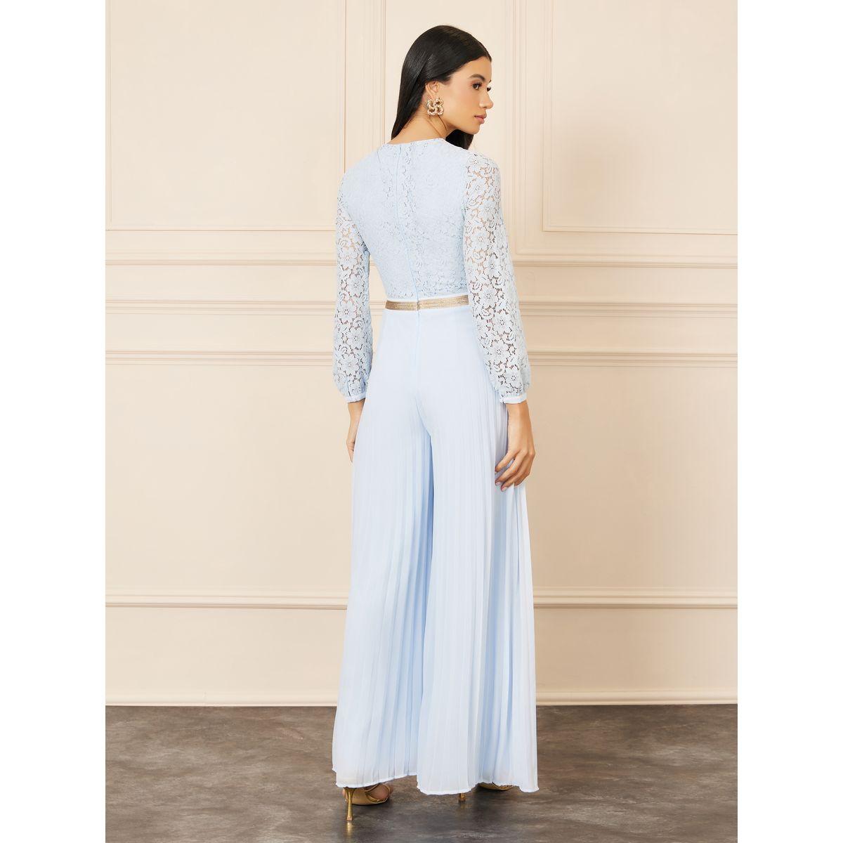 Styli Lace Waist Detail Pleated Wide Leg Jumpsuit-women-clothing-jumpsuits-image-4