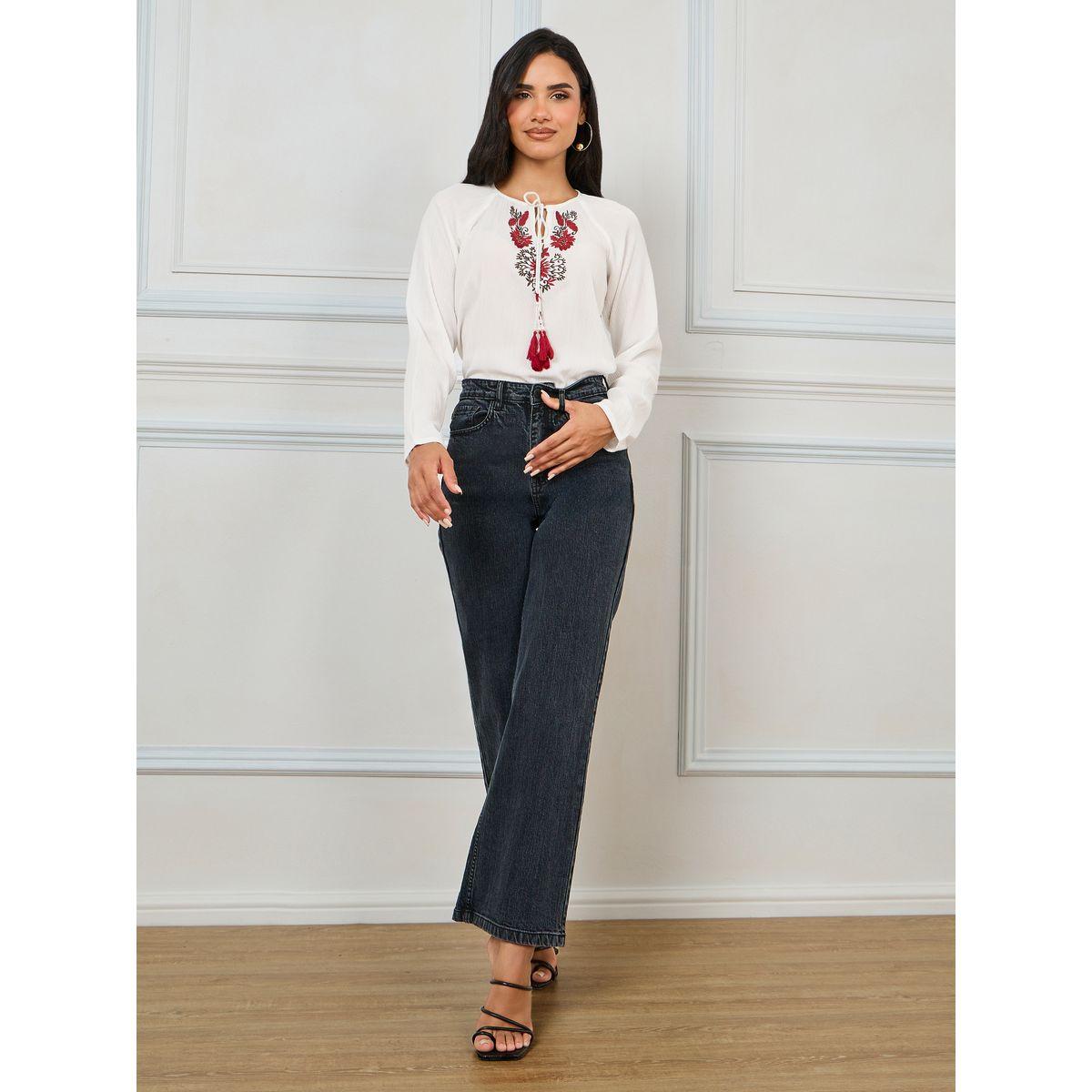 Styli Limited Embroidered Panel Tie-Up Neck Blouse-women-clothing-shirtsandblouses-blouses-image-2