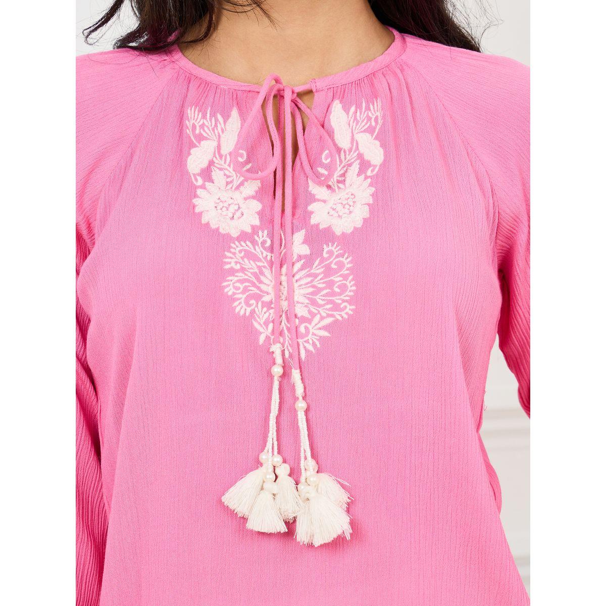 Styli Limited Embroidered Panel Tie-Up Neck Blouse-women-clothing-shirtsandblouses-blouses-image-4