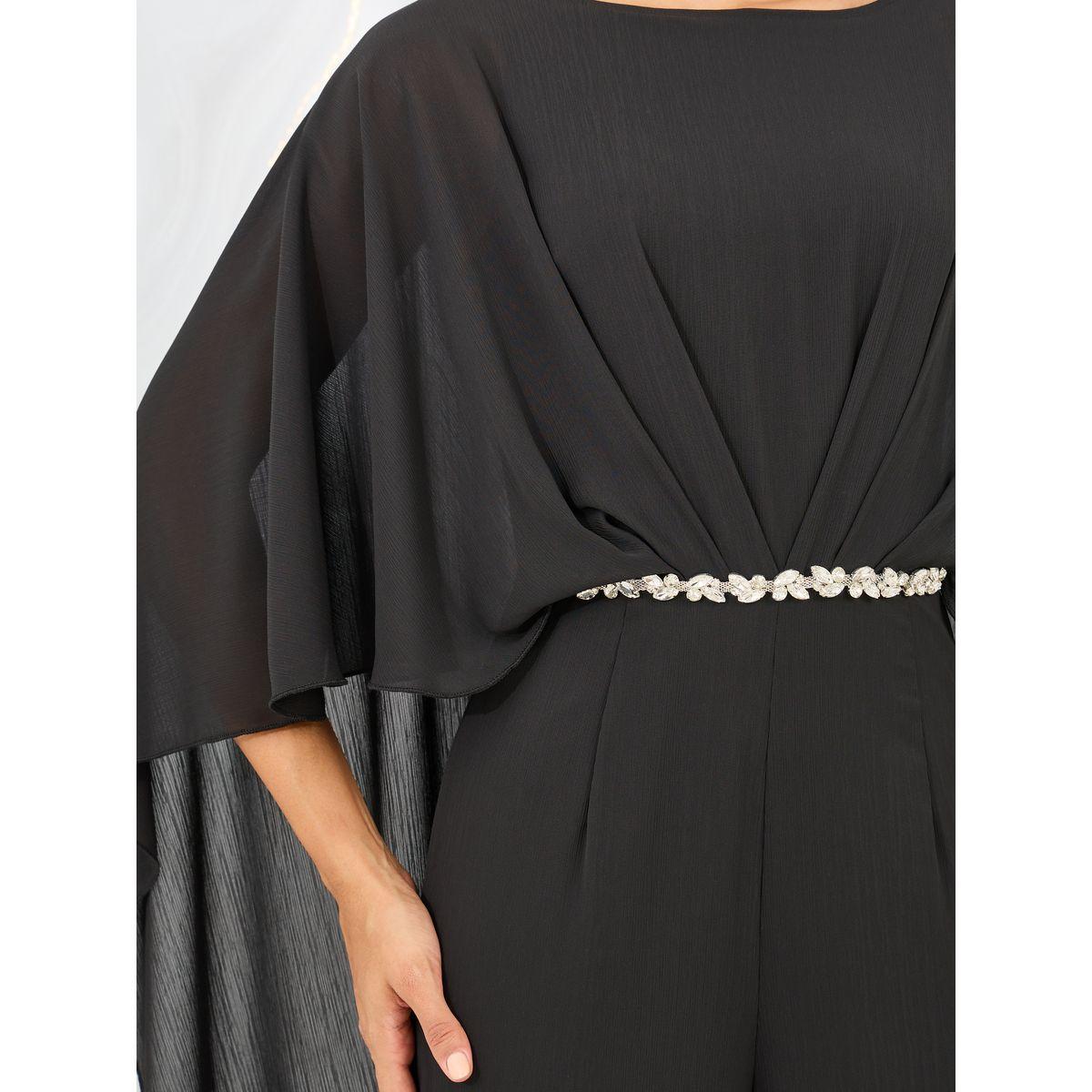 Styli Embellished Belt Cape Style Wide Leg Chiffon Jumpsuit-women-clothing-jumpsuits-image-3