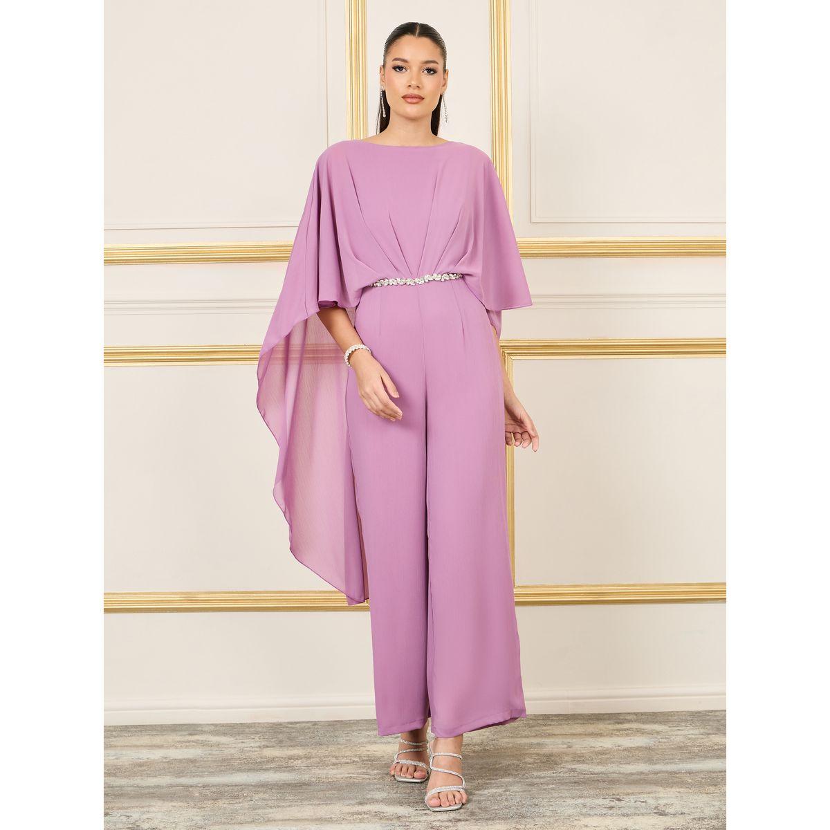 Styli Embellished Belt Wide Leg Chiffon Jumpsuit-women-clothing-jumpsuits-image-1