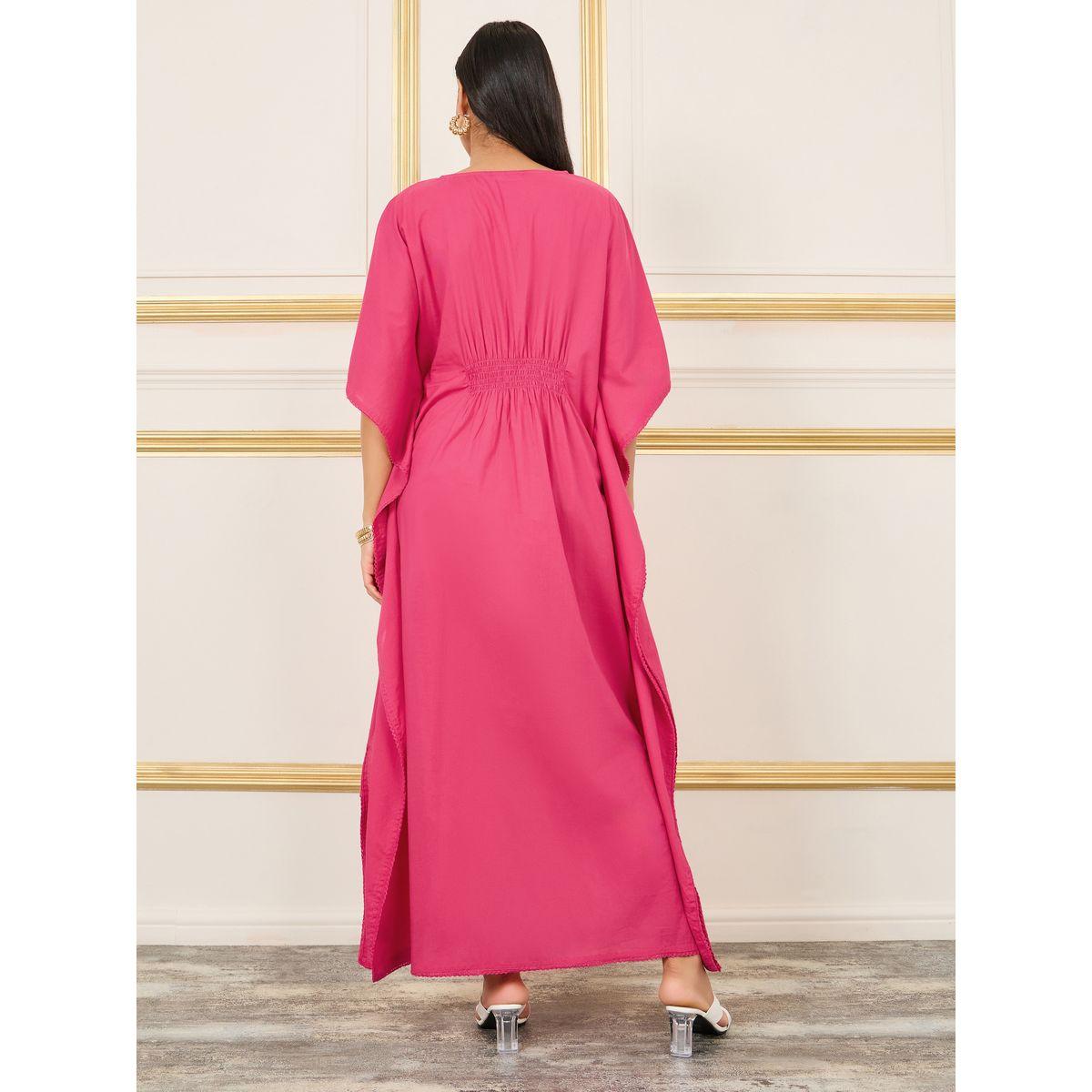Styli Limited Embroidered Smocked Detail Batwing Sleeves Maxi Dress-women-clothing-dresses-image-4