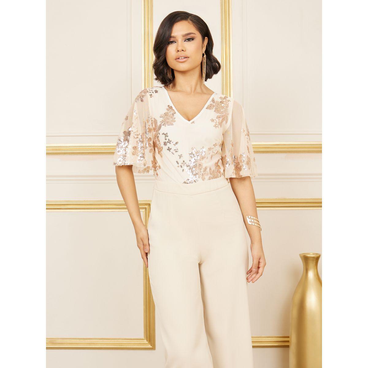Styli Sequin Detail Mesh Insert Wide Leg Jumpsuit-women-clothing-jumpsuits-image-2