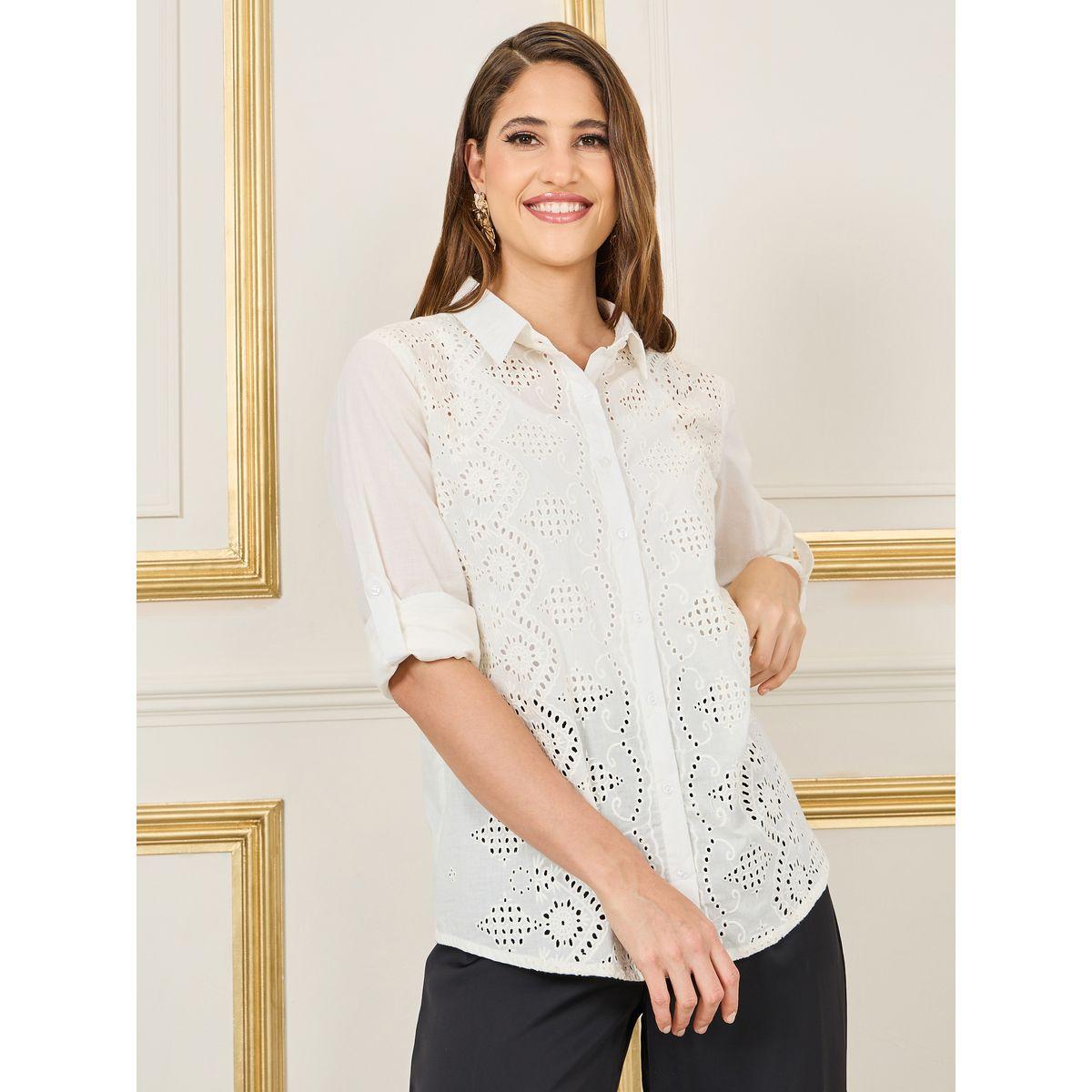بلوزة مزينة بفتحات مع قصة عادية-women-clothing-shirtsandblouses-shirts-image-3