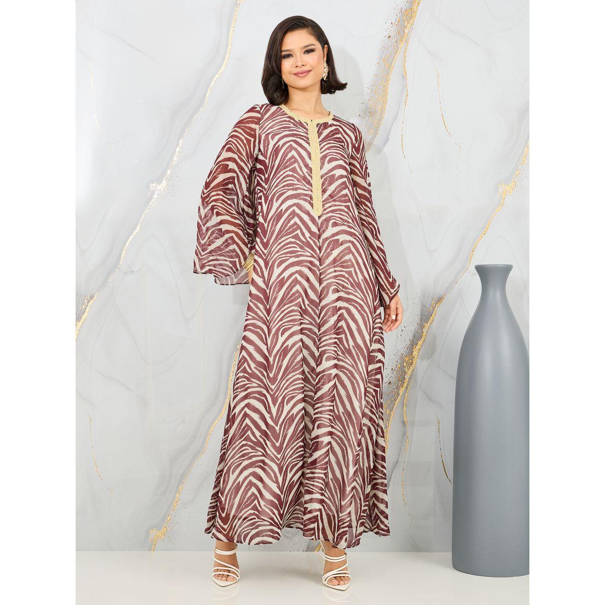 جلابية بتفاصيل دانتيل مع حزام خصر-women-arabicclothing-jalabiyas-image-3