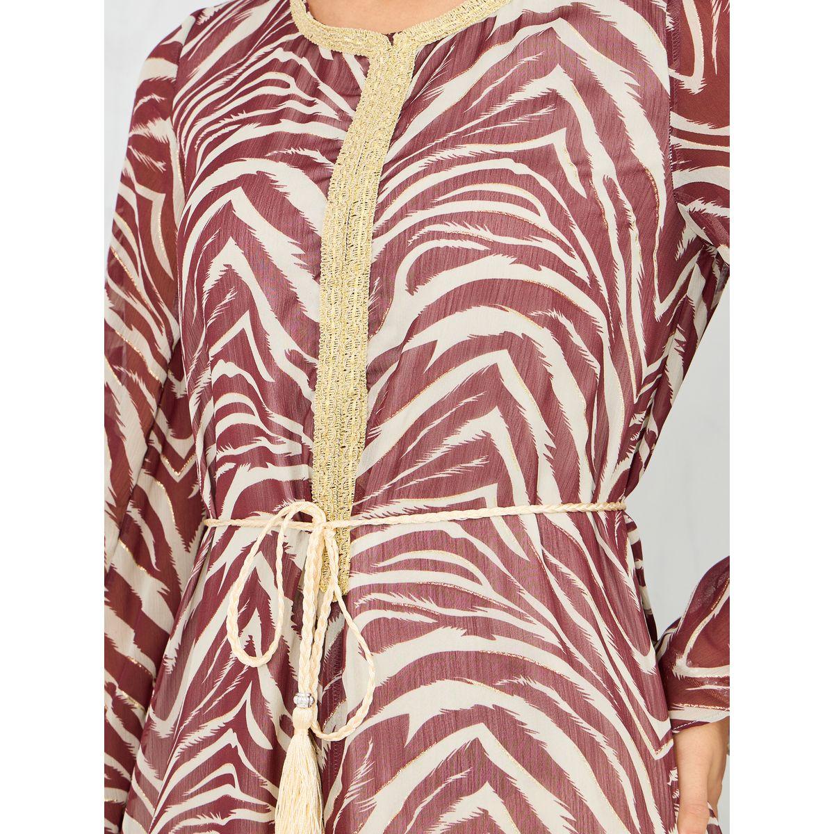 جلابية بتفاصيل دانتيل مع حزام خصر-women-arabicclothing-jalabiyas-image-4