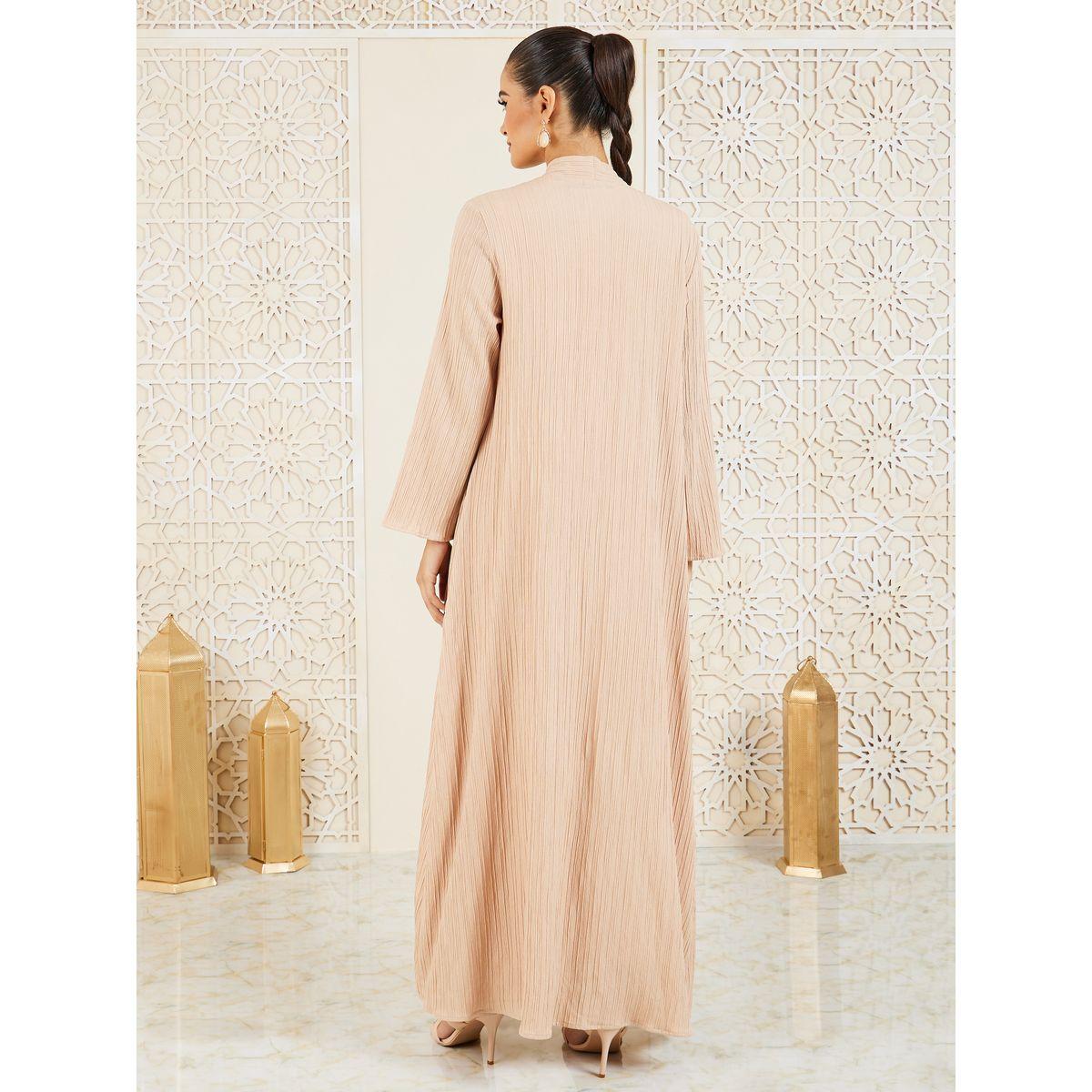Styli Set of Texture Abaya and Inner Dress-women-arabicclothing-abayas-image-4