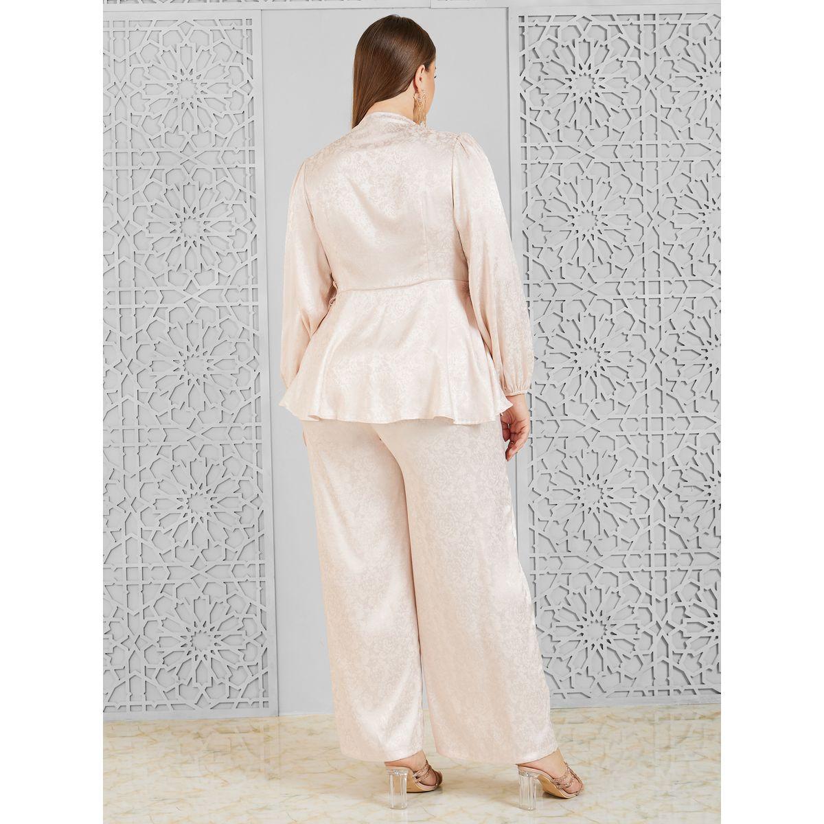 مجموعة من بنطال بارجل واسعة وبلوزة ساتان-women-clothing-dresses-image-4