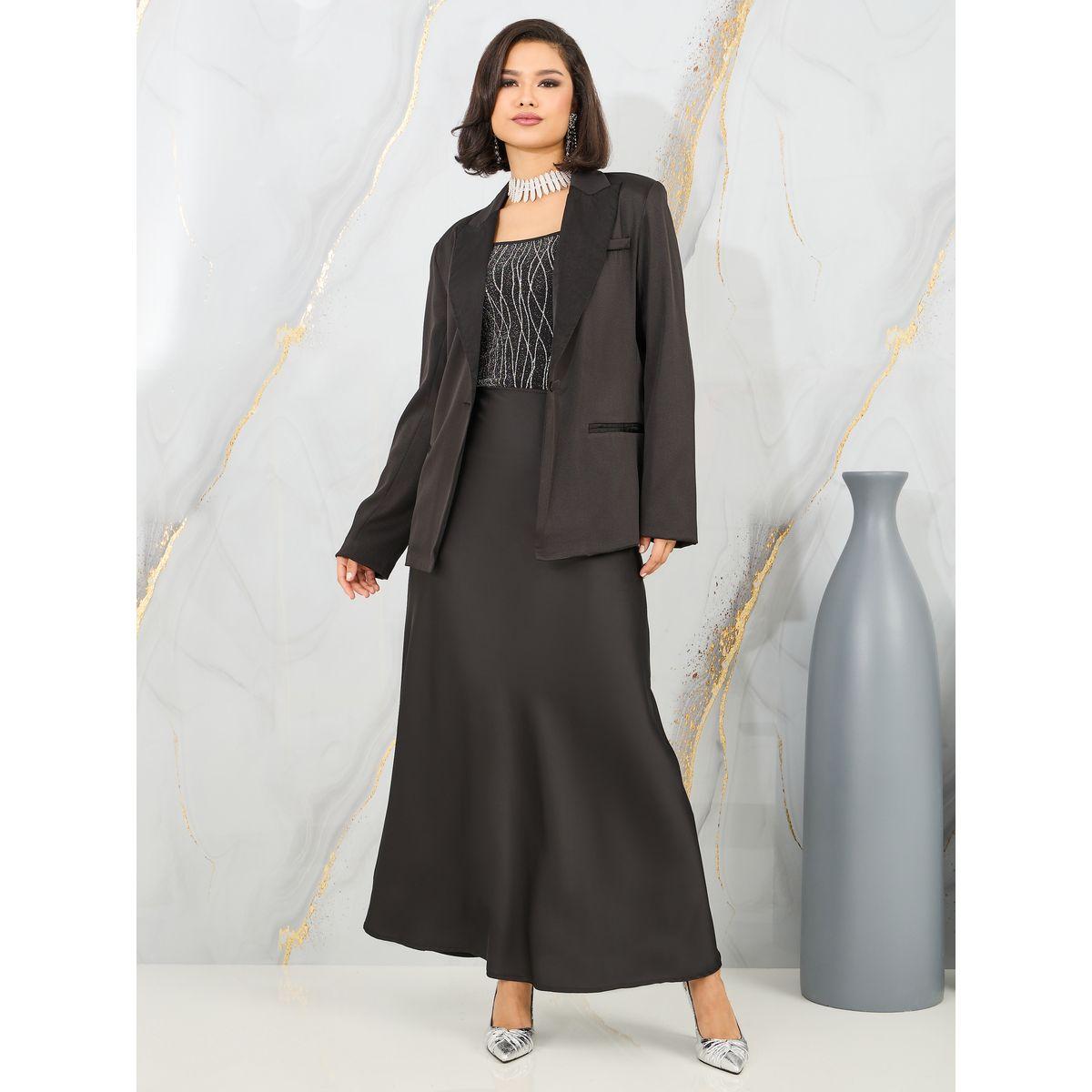 بليزر ساتان مع زر إغلاق وقصة عادية-women-clothing-coatsandjackets-blazers-image-3