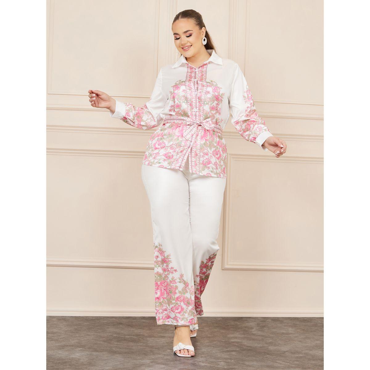 بنطال بارجل واسعة وبلوزة ساتان بمقاس كبير-women-clothing-dresses-image-1
