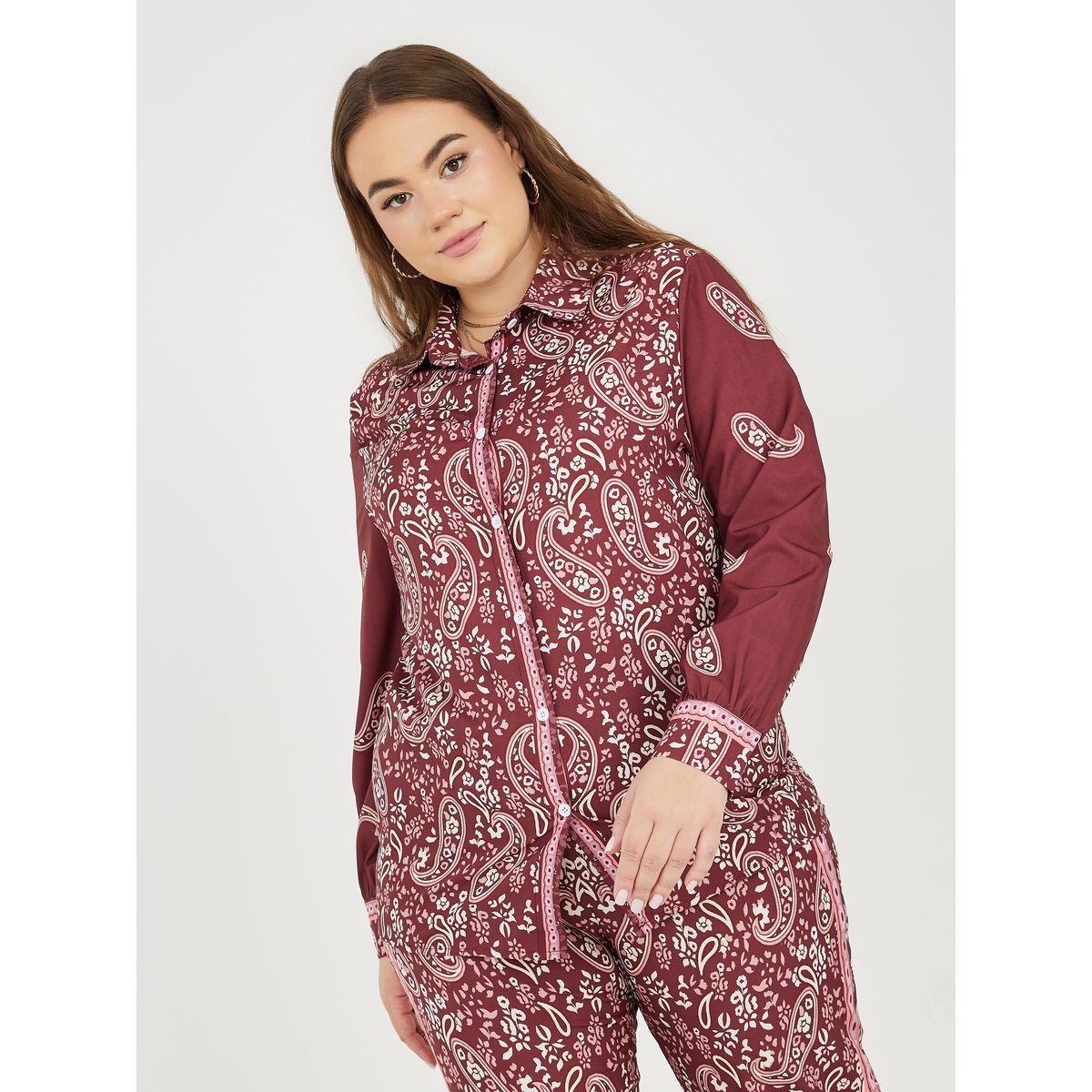 Styli Plus Paisley Print Shirt and Wide Leg Pant Set-women-clothing-dresses-image-2