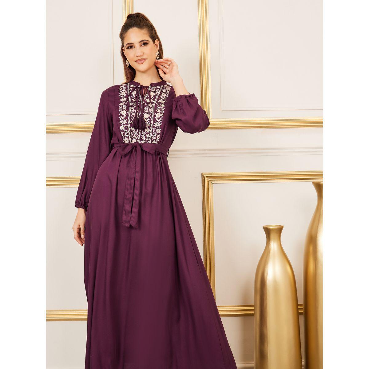 Styli Embroidered Tie Up Neck Self Tie Up Jalabiya-women-arabicclothing-jalabiyas-image-2